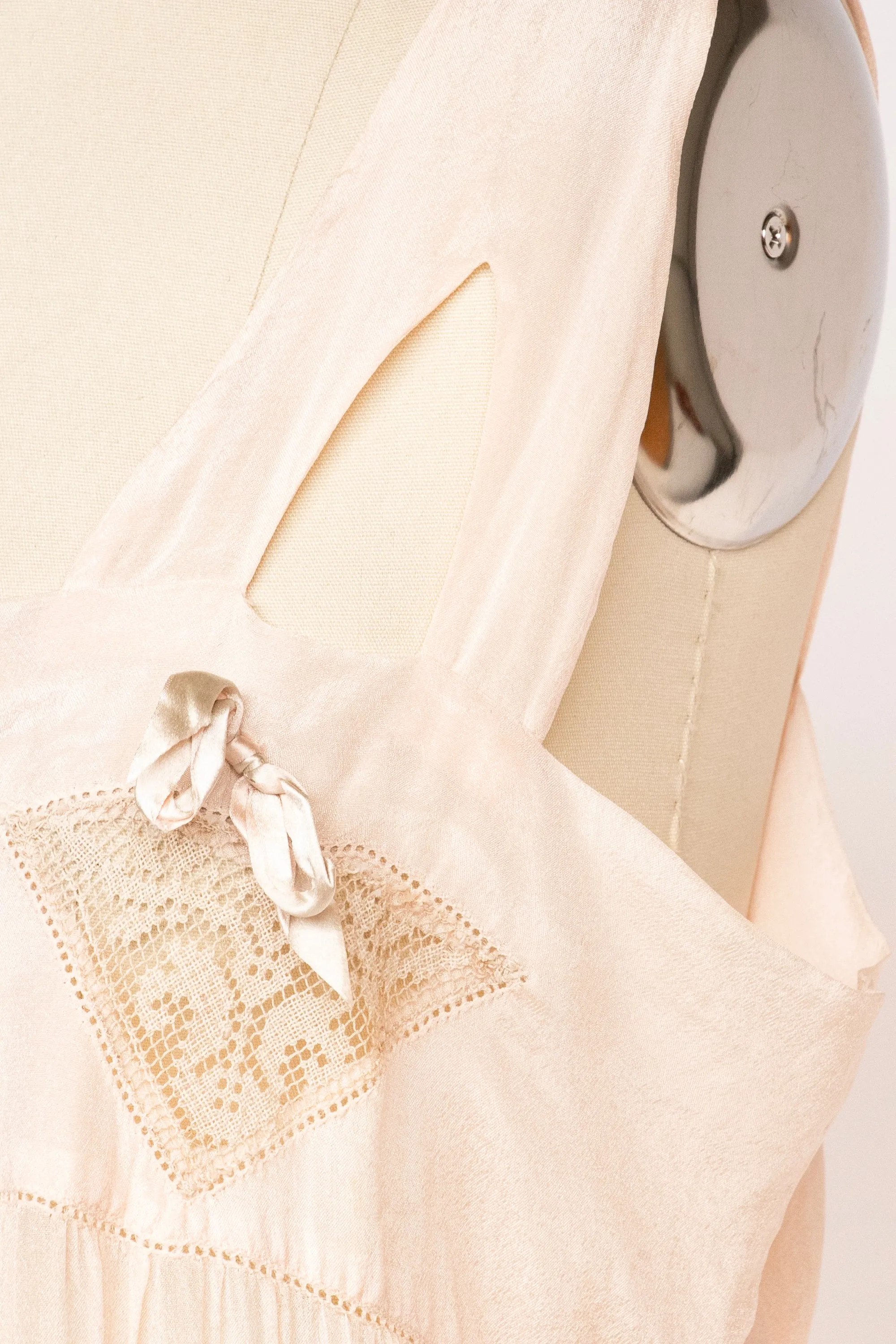 1920s Silk Nightgown Slip Lace Sheer Lingerie Dress