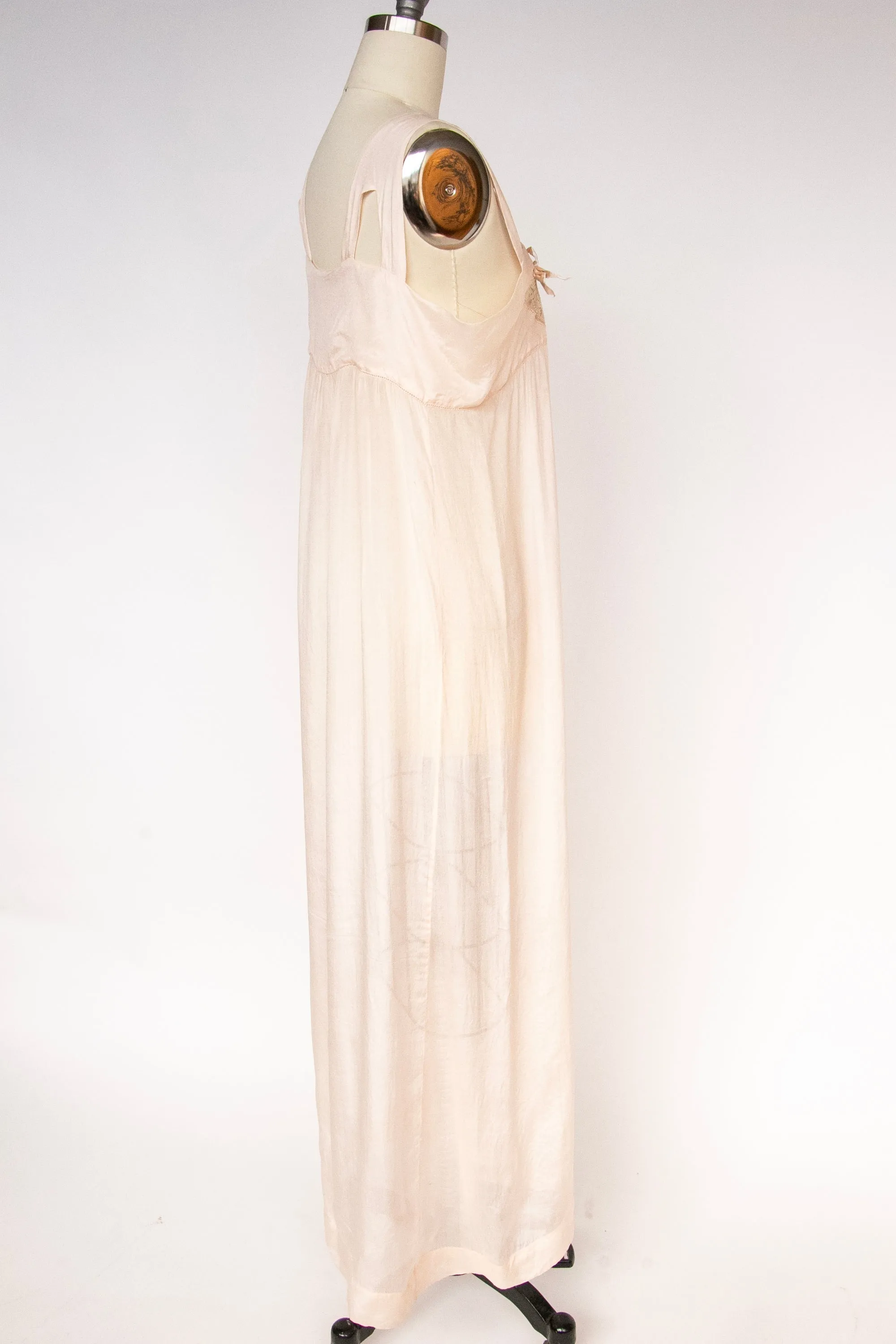 1920s Silk Nightgown Slip Lace Sheer Lingerie Dress