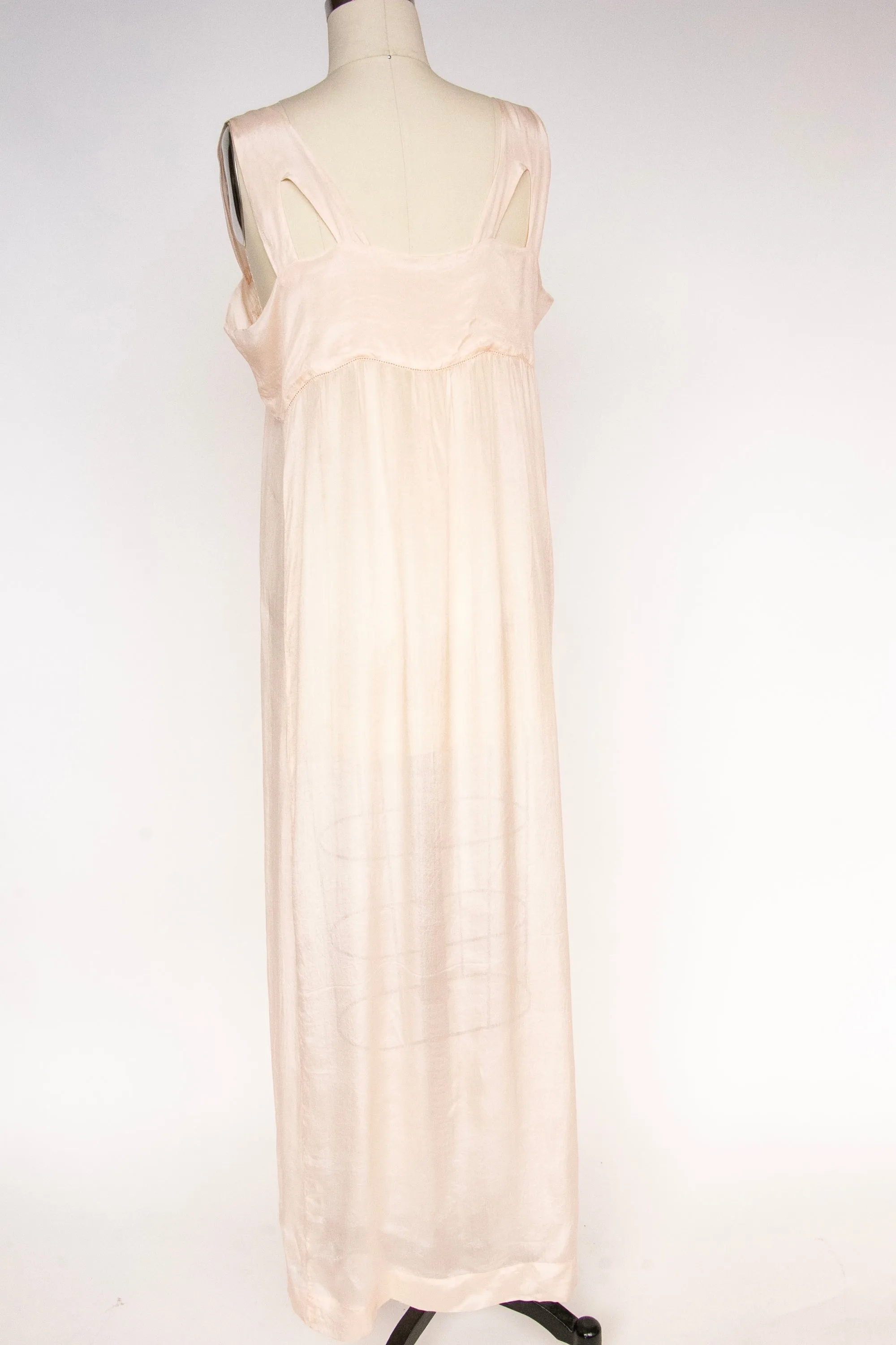 1920s Silk Nightgown Slip Lace Sheer Lingerie Dress