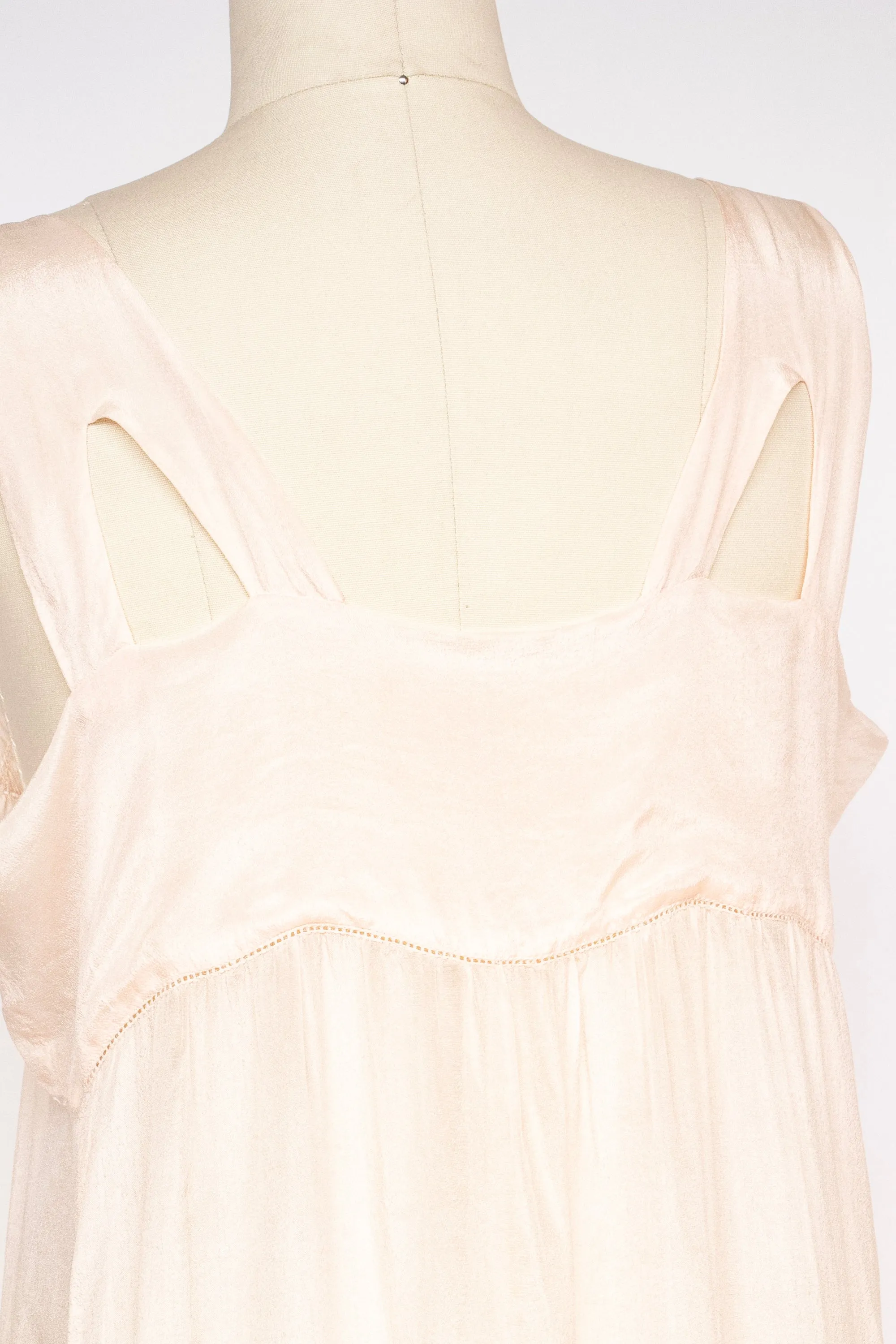 1920s Silk Nightgown Slip Lace Sheer Lingerie Dress