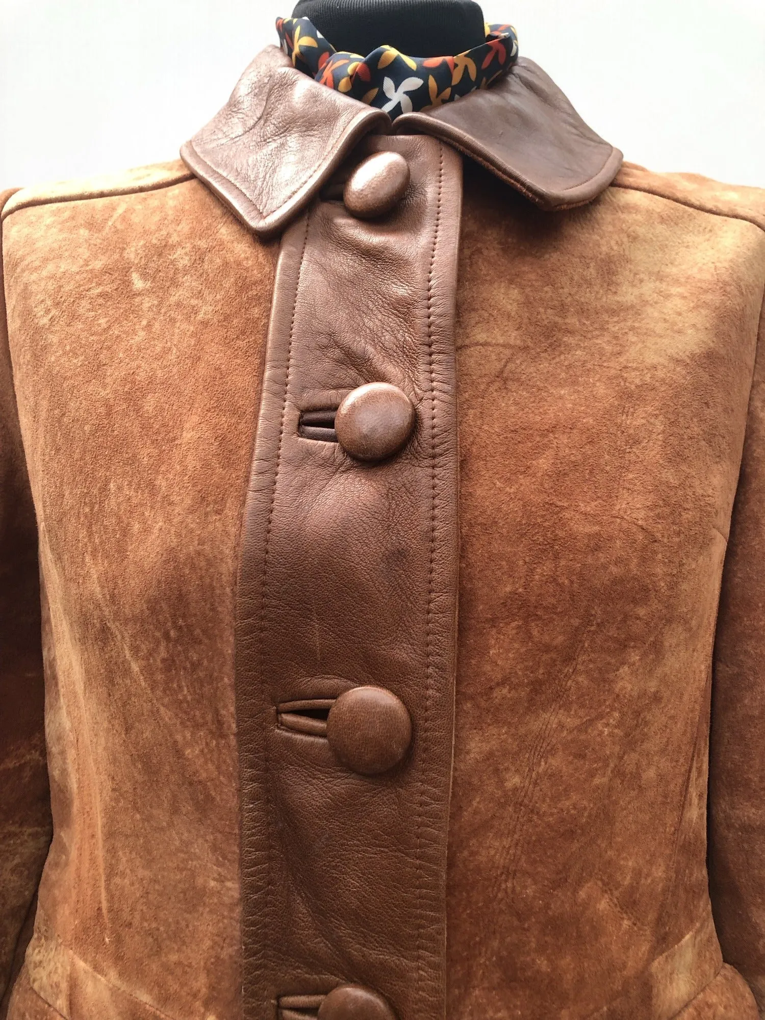 1960s Suede Coat in Brown - Size 8