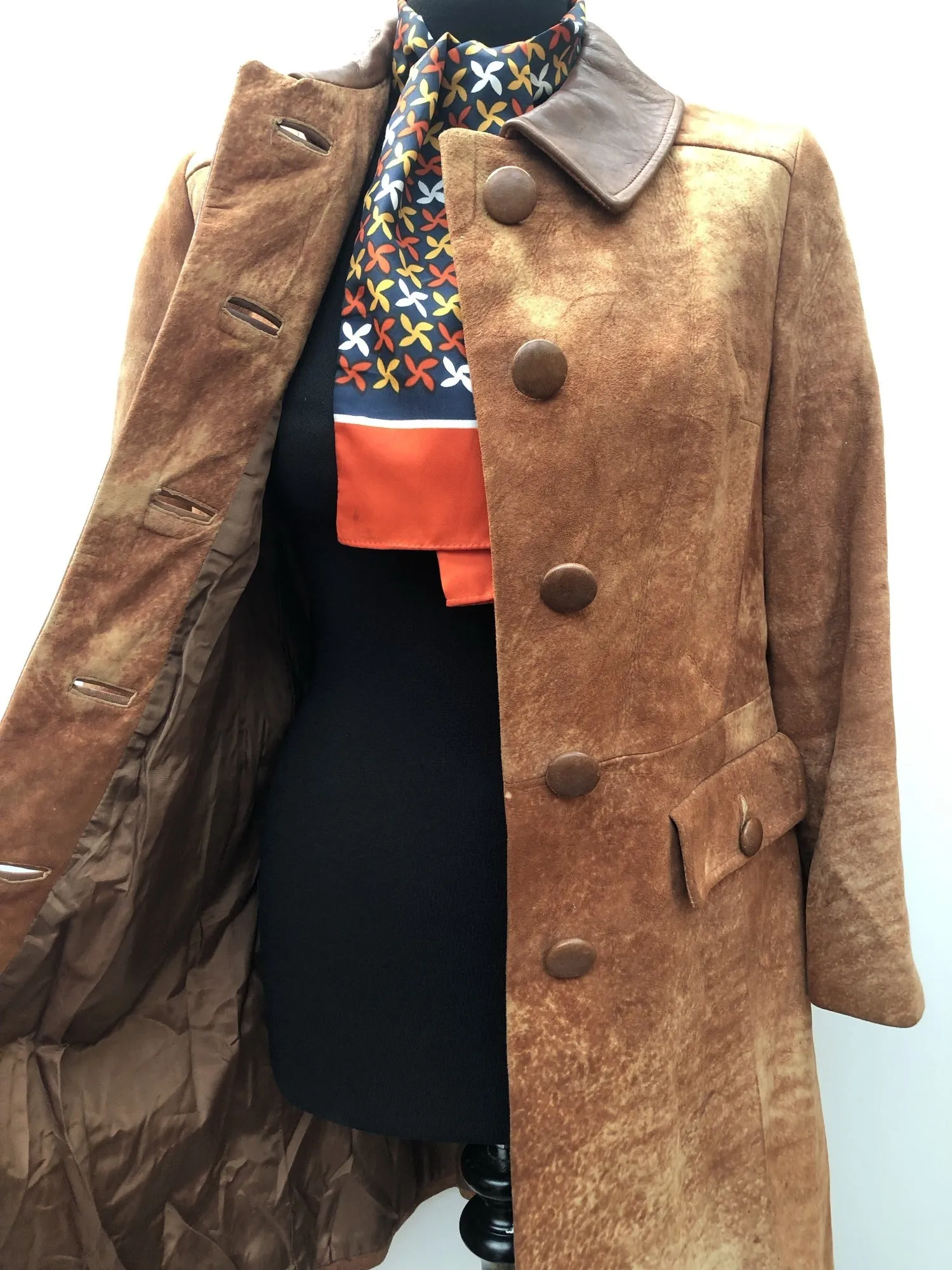 1960s Suede Coat in Brown - Size 8