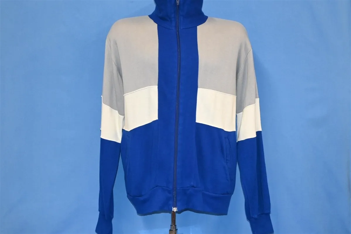 80s Blue White Gray Zipper Track Jacket Large