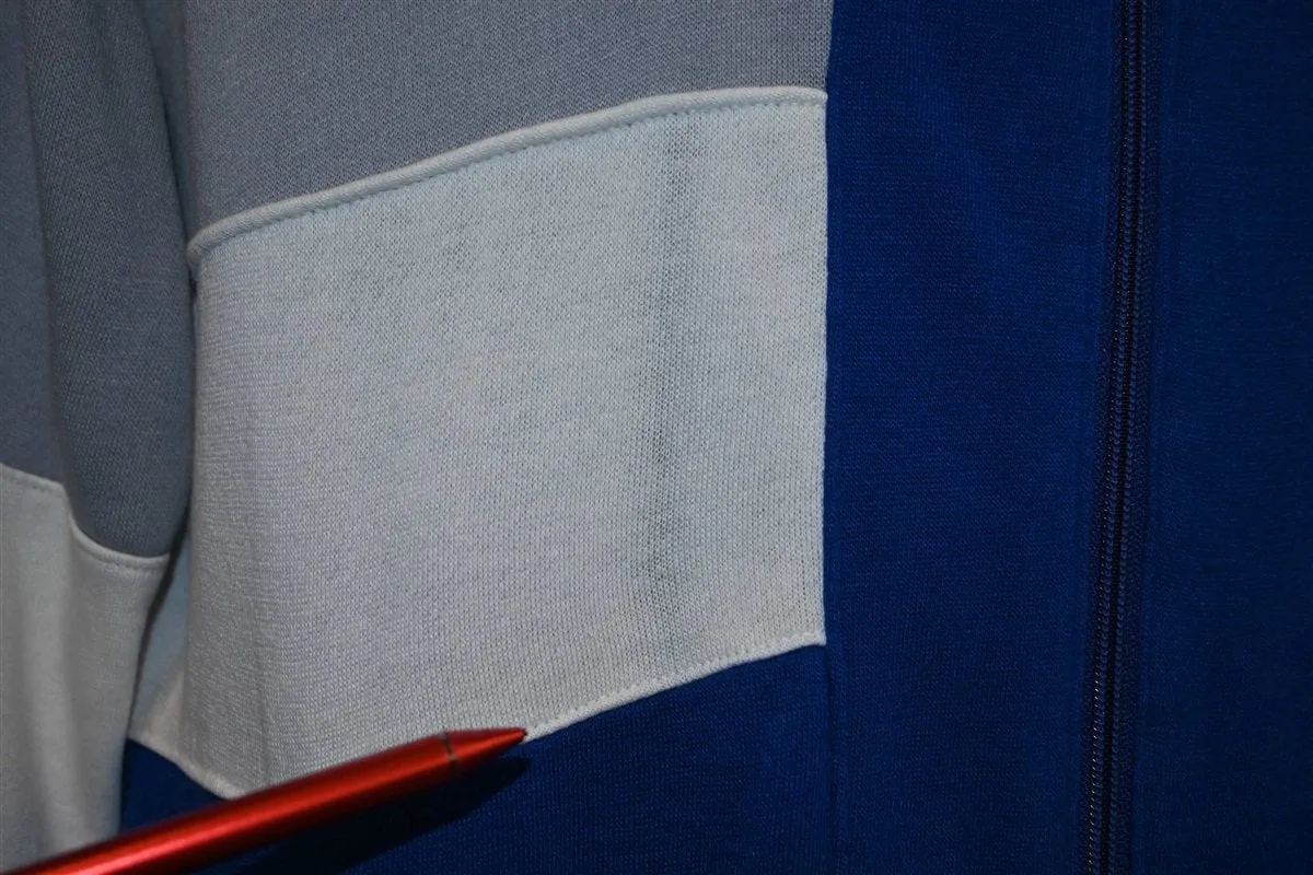 80s Blue White Gray Zipper Track Jacket Large