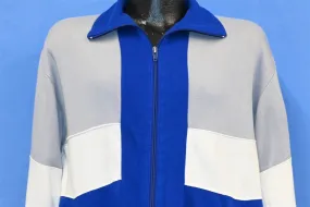 80s Blue White Gray Zipper Track Jacket Large