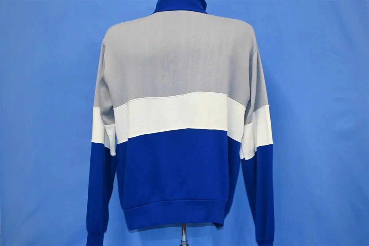 80s Blue White Gray Zipper Track Jacket Large