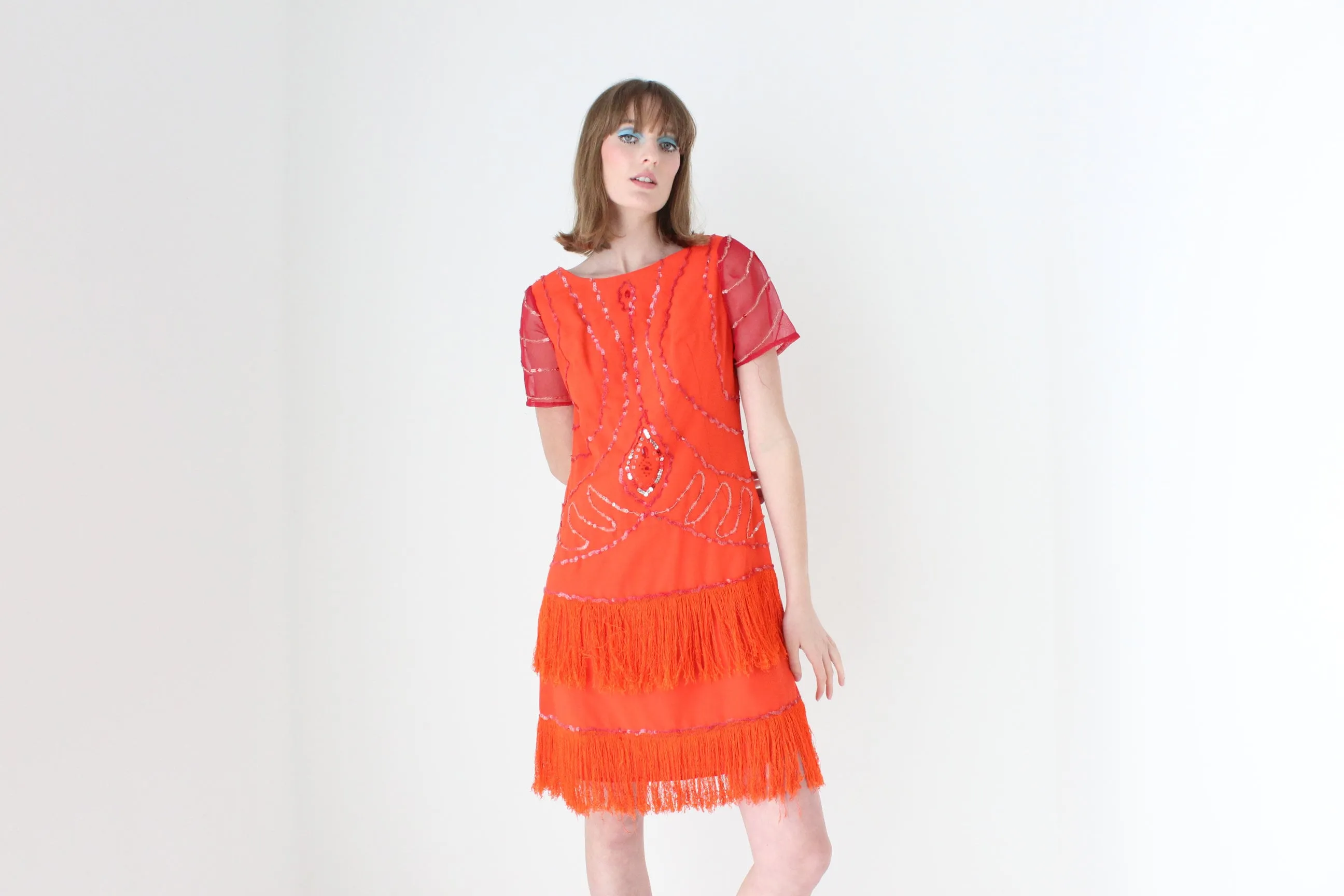 80s does 20s Fringe Burlesque Dress