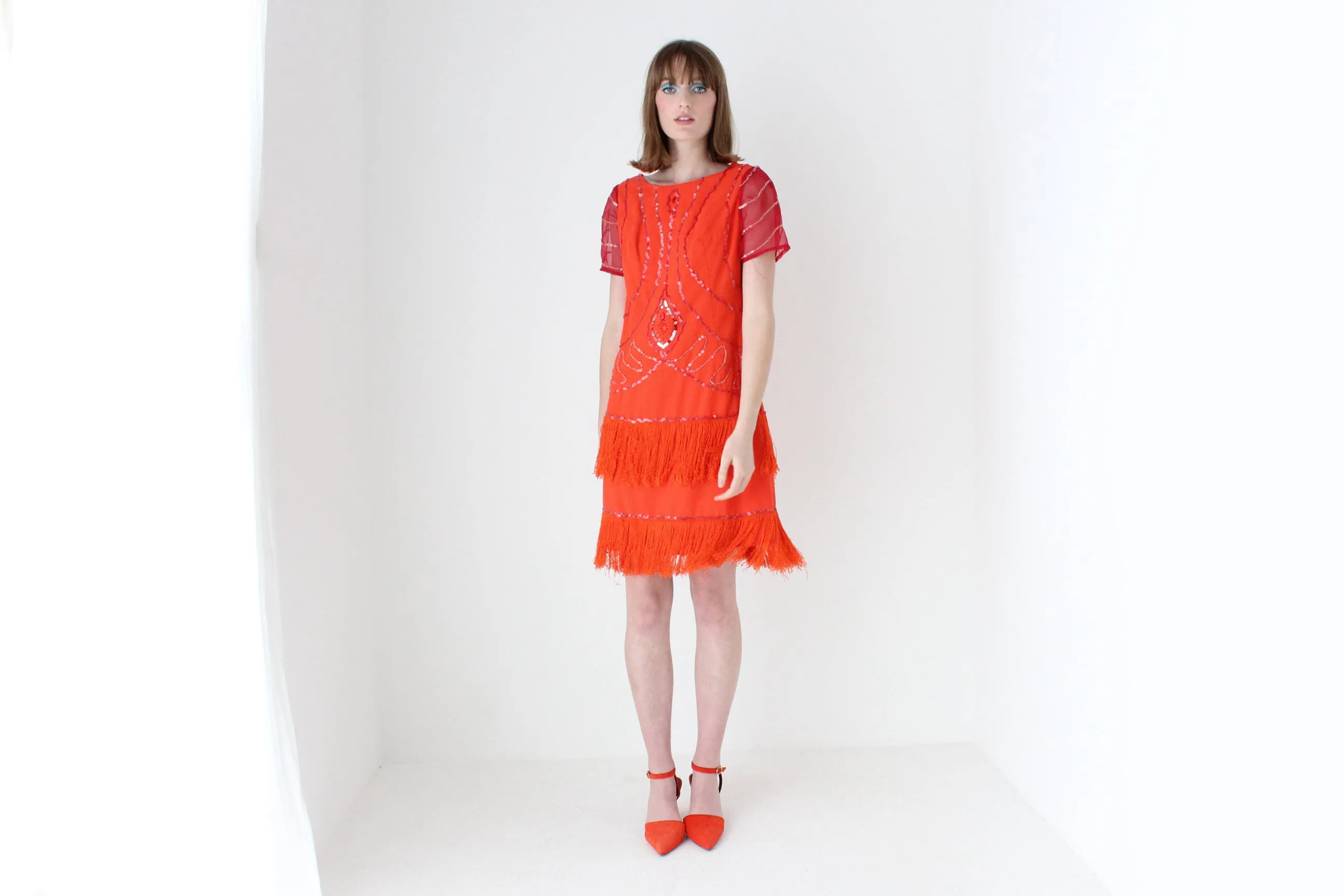 80s does 20s Fringe Burlesque Dress