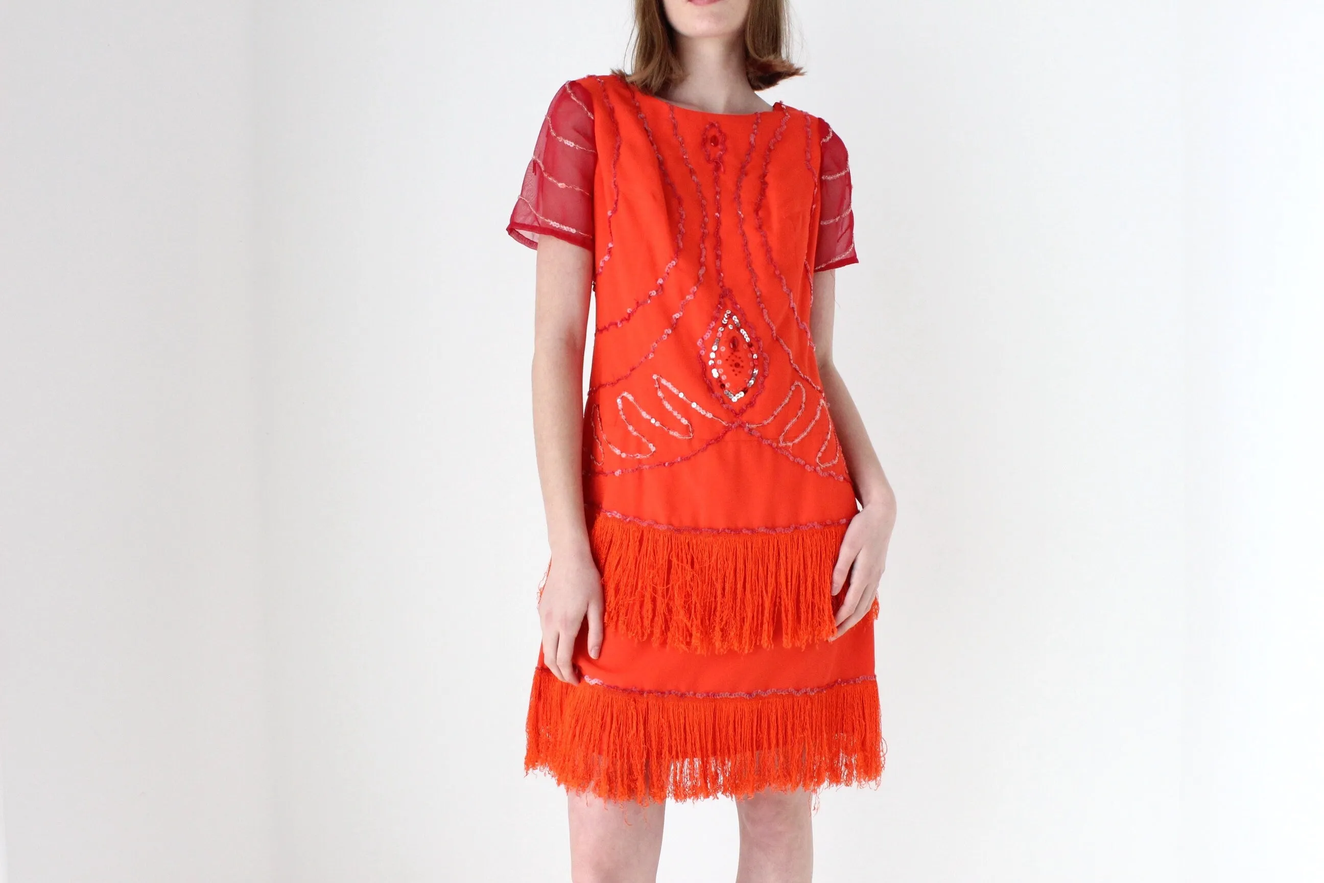 80s does 20s Fringe Burlesque Dress