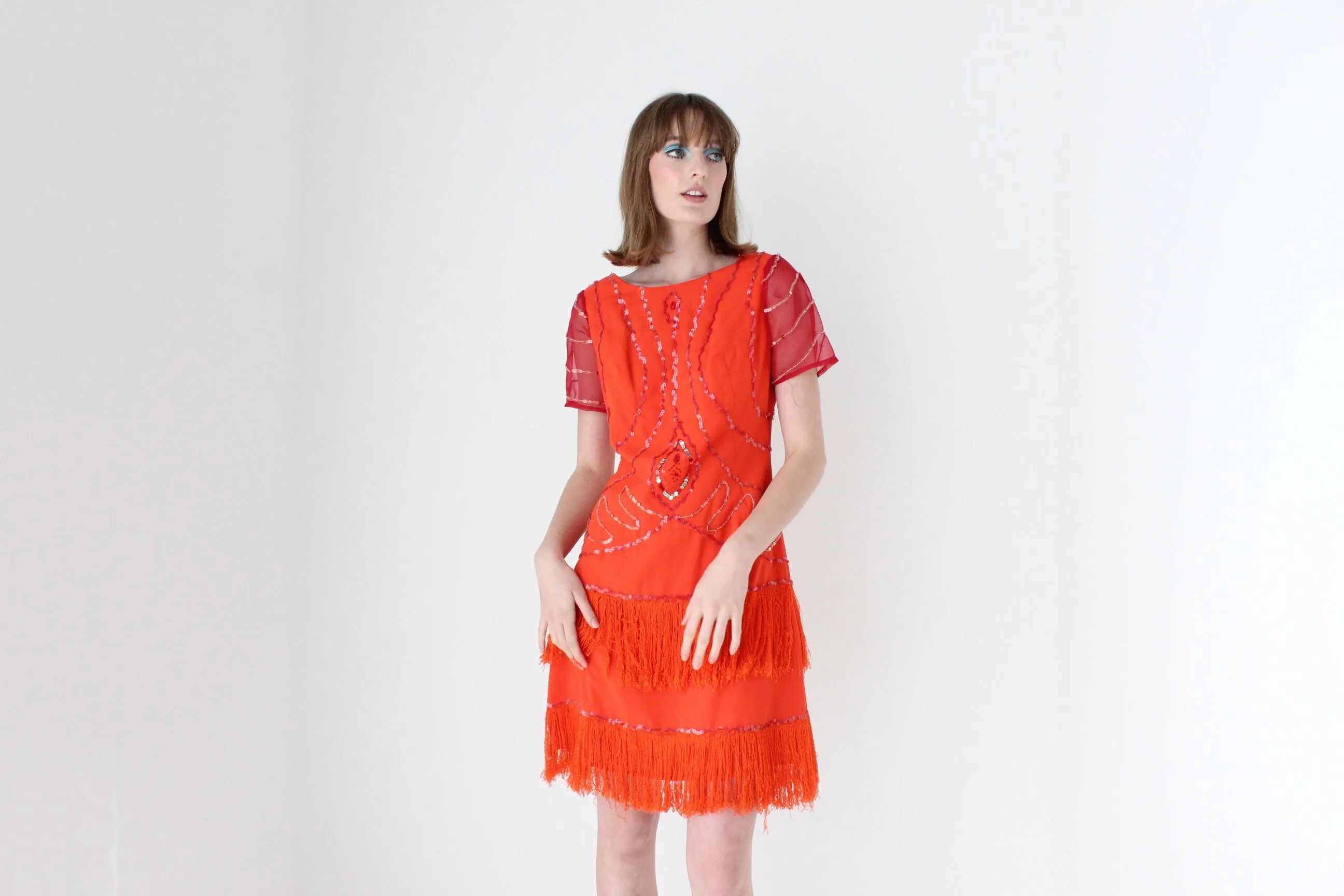 80s does 20s Fringe Burlesque Dress