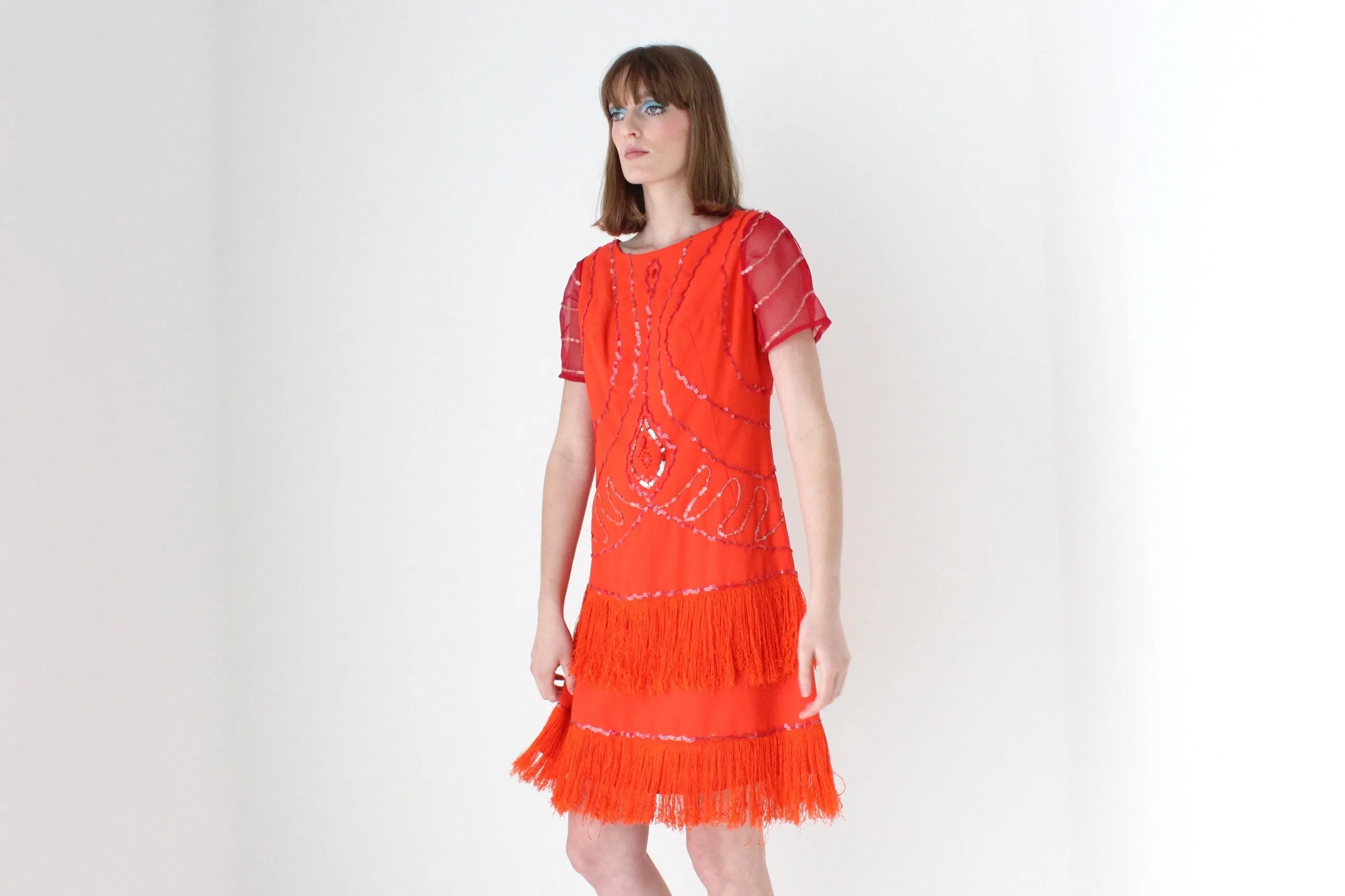 80s does 20s Fringe Burlesque Dress