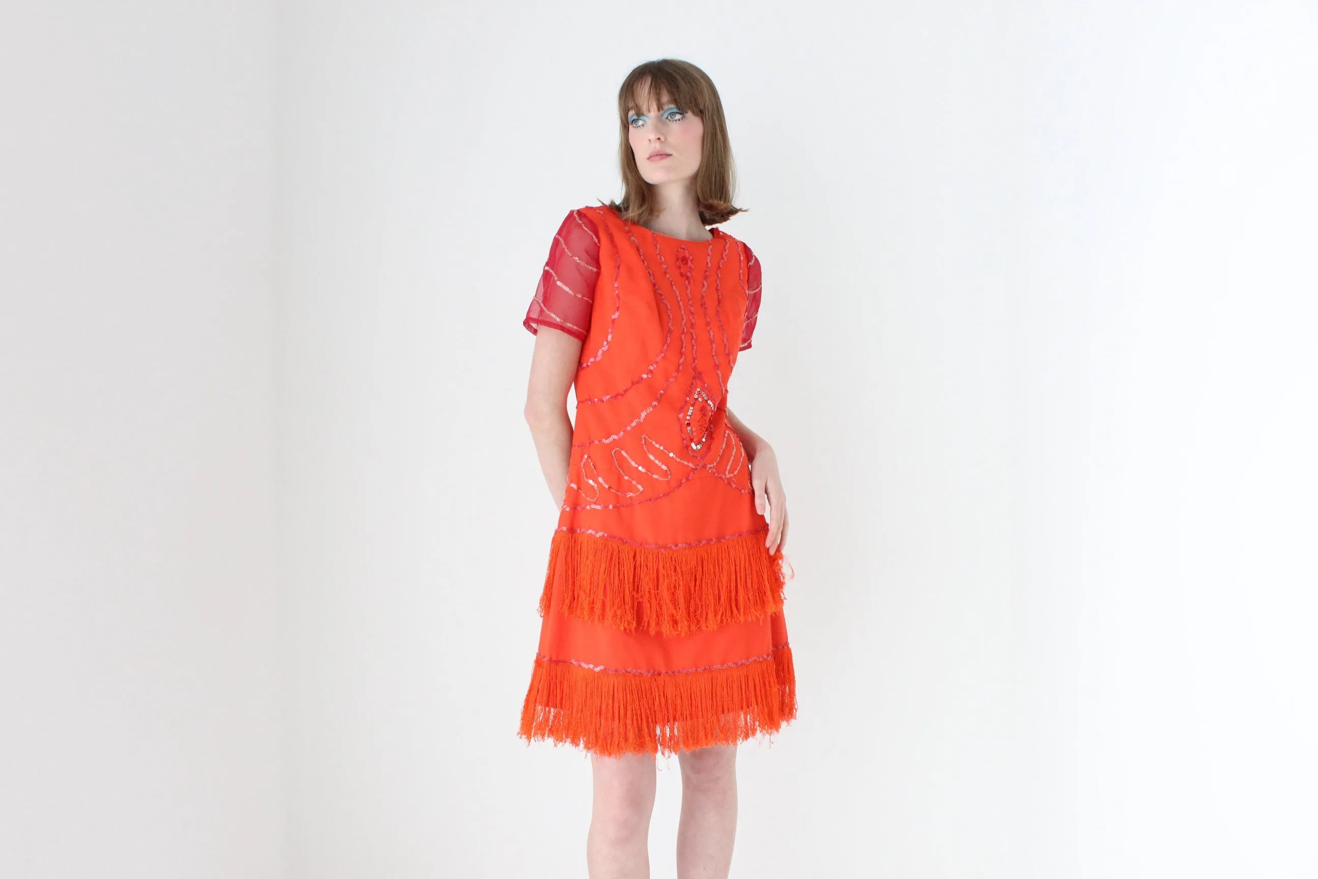 80s does 20s Fringe Burlesque Dress
