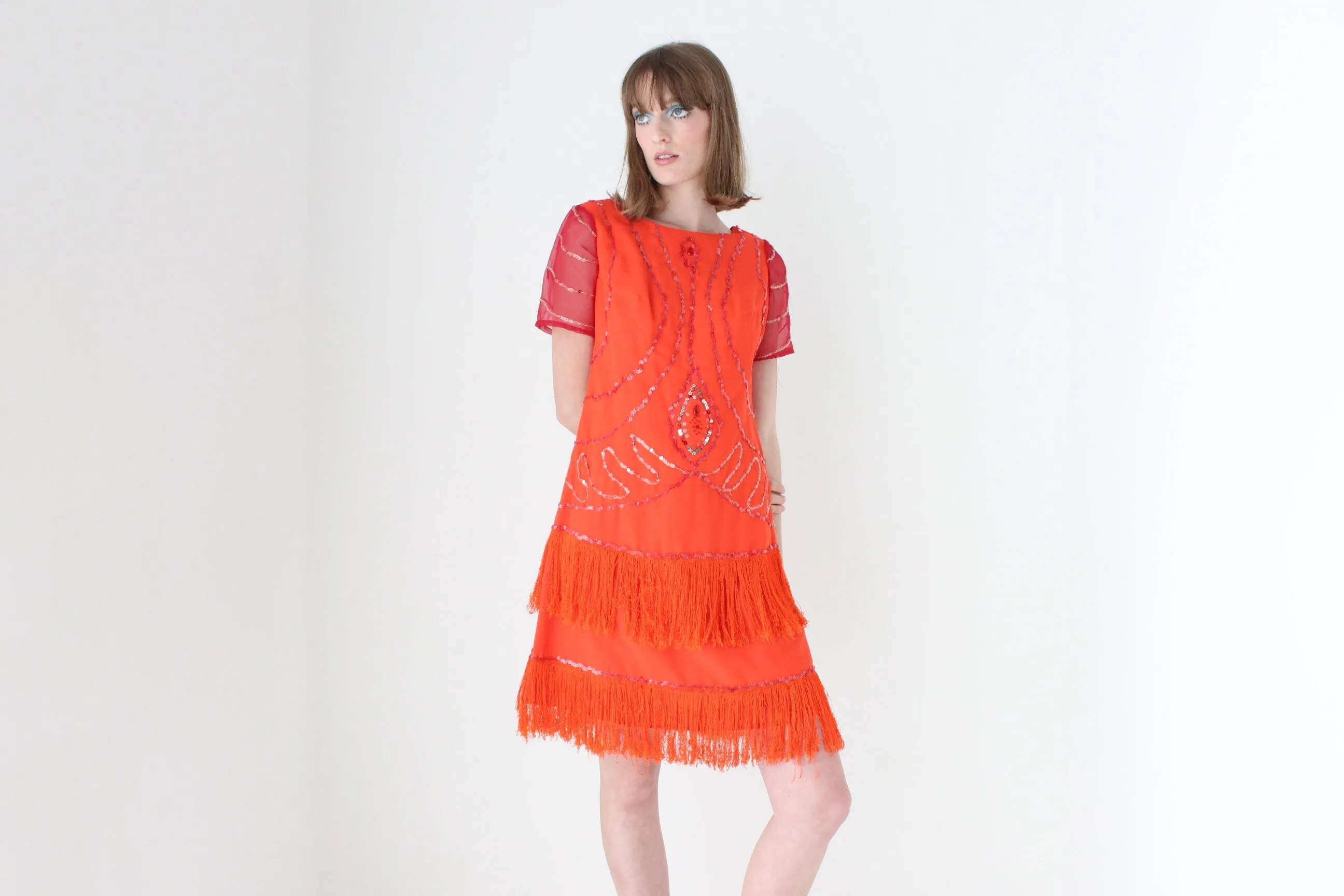 80s does 20s Fringe Burlesque Dress