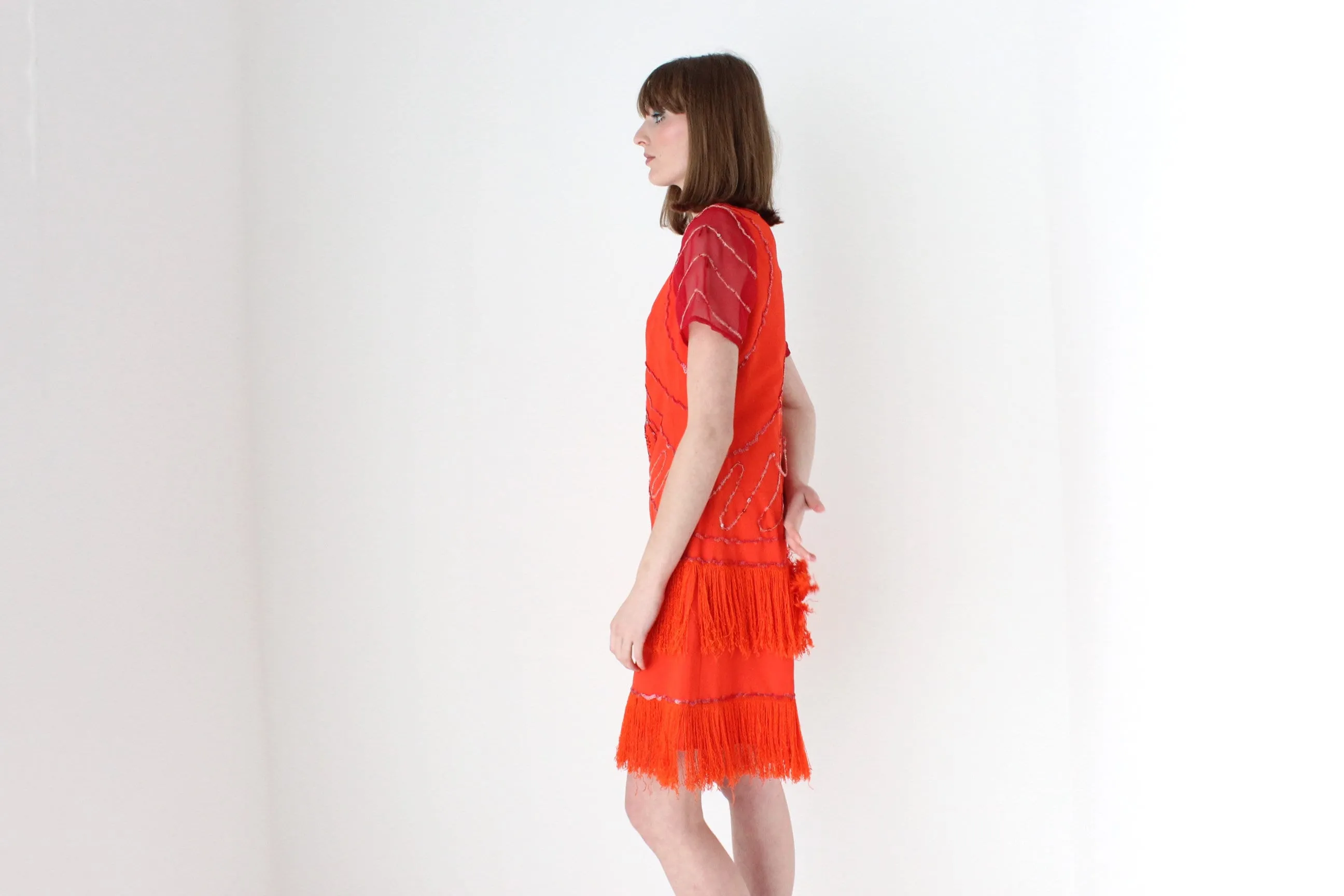 80s does 20s Fringe Burlesque Dress