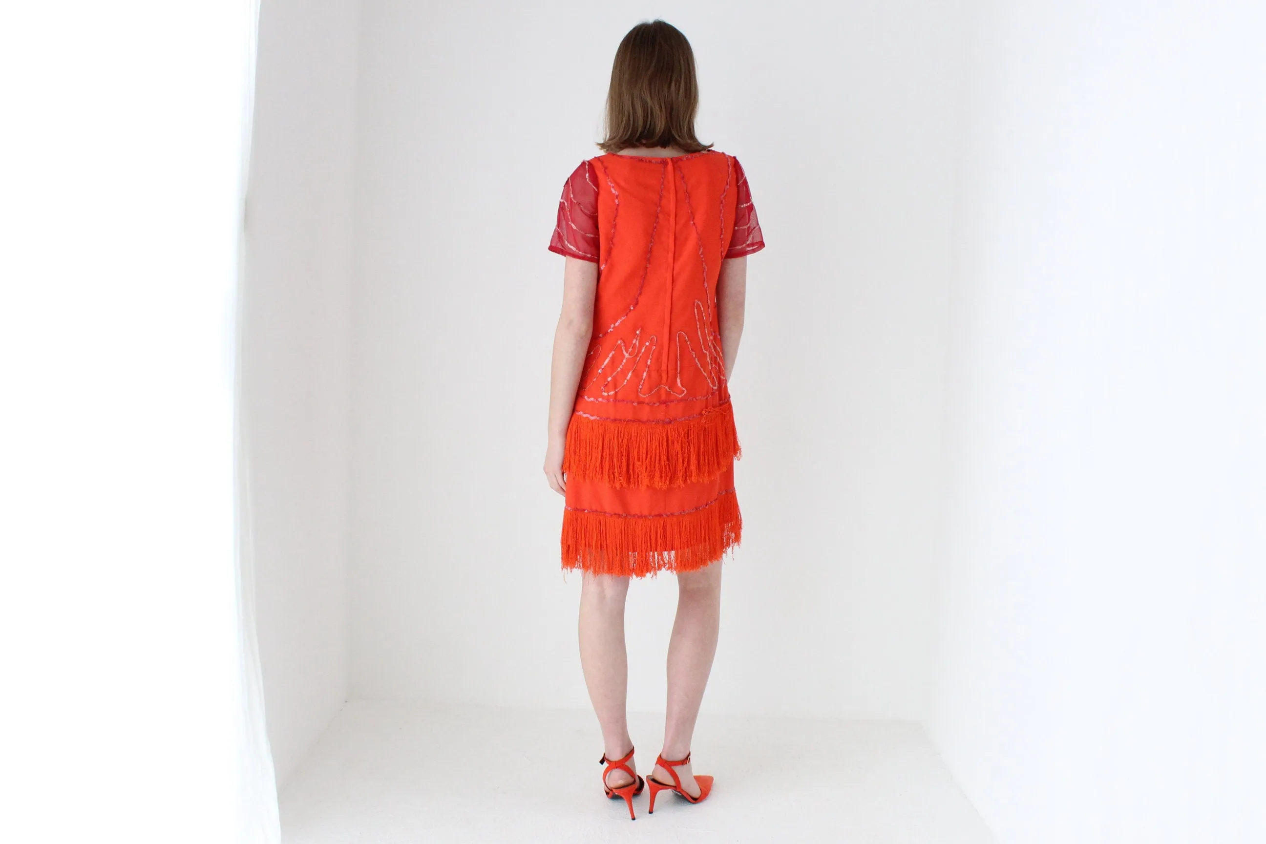 80s does 20s Fringe Burlesque Dress