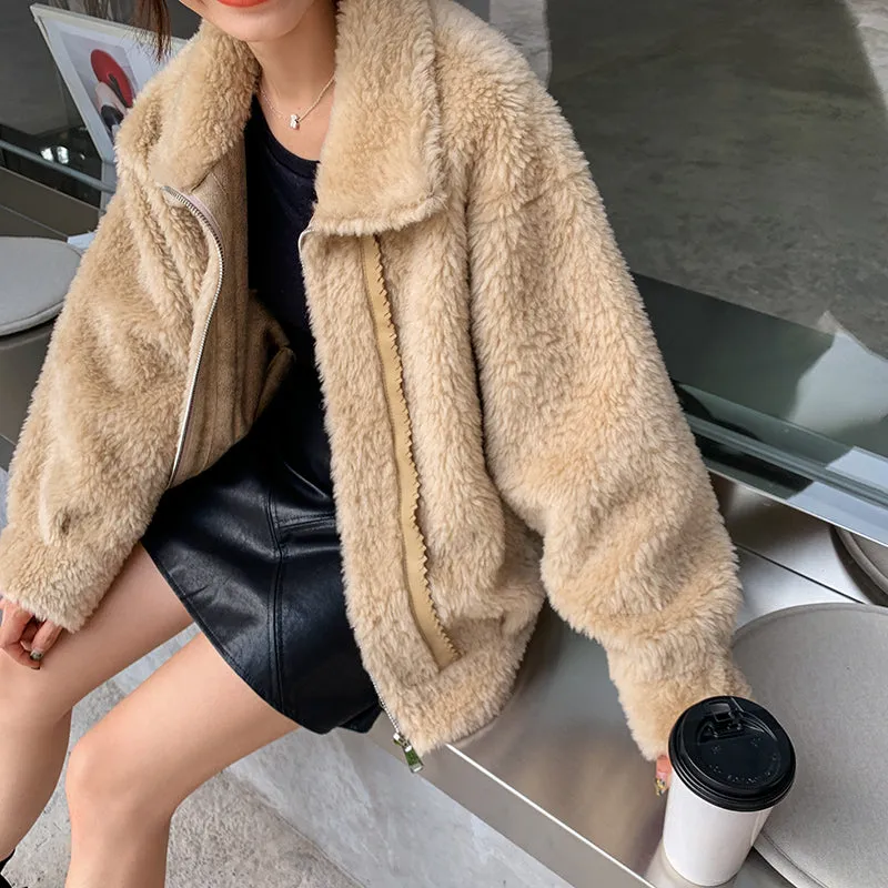 8GIRLS BORG TEDDY COAT IN CAMEL