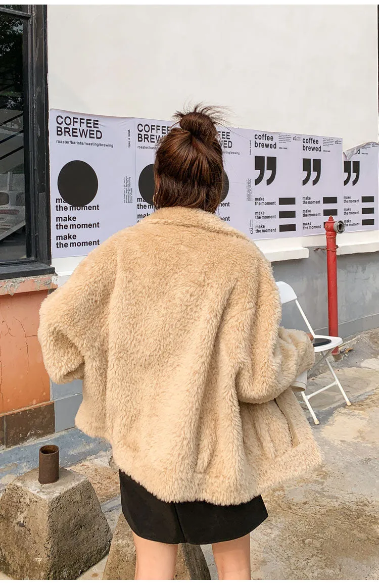 8GIRLS BORG TEDDY COAT IN CAMEL