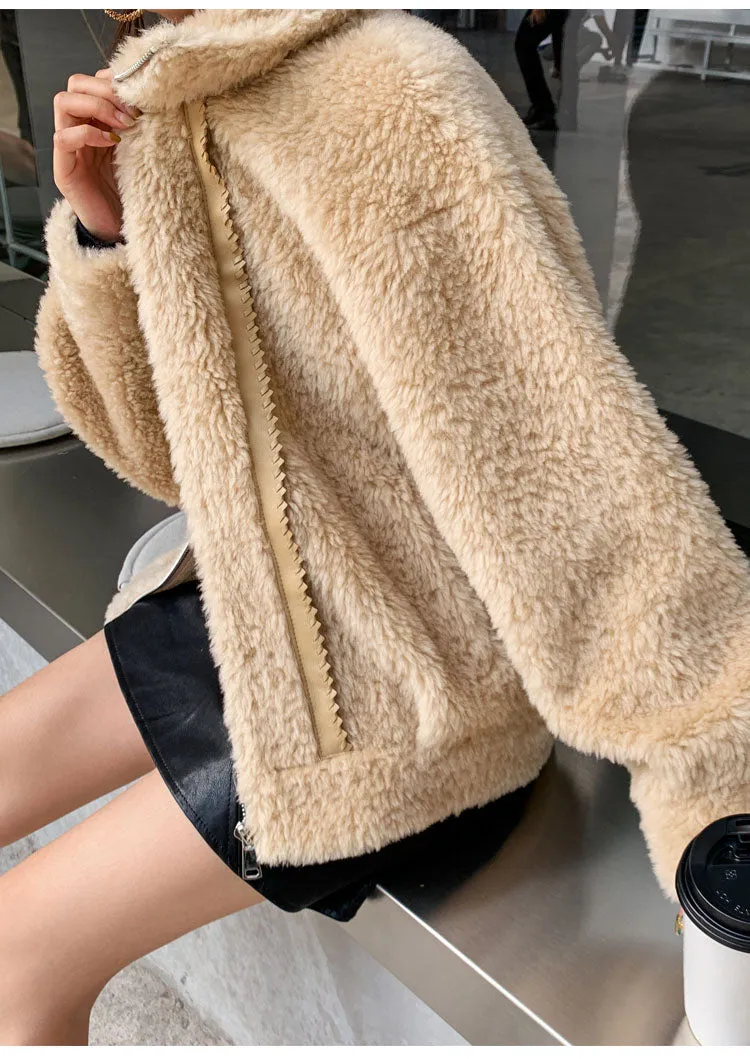 8GIRLS BORG TEDDY COAT IN CAMEL