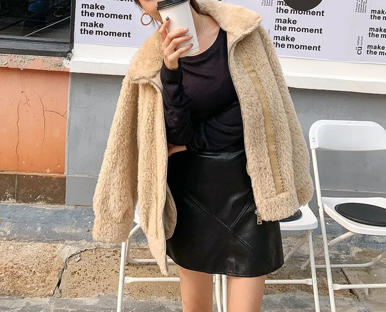 8GIRLS BORG TEDDY COAT IN CAMEL