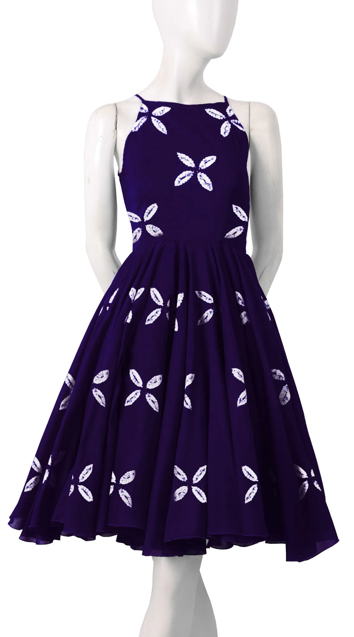 Aster Dress Boat Neck Sleeveless Cotton Musola (Cross Lips)