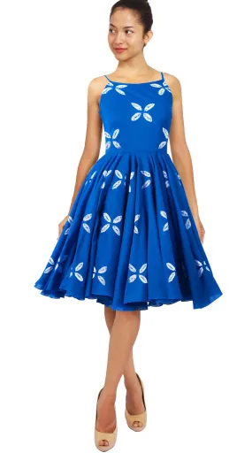 Aster Dress Boat Neck Sleeveless Cotton Musola (Cross Lips)