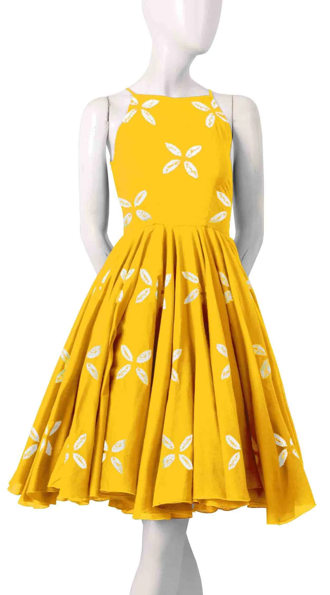 Aster Dress Boat Neck Sleeveless Cotton Musola (Cross Lips)