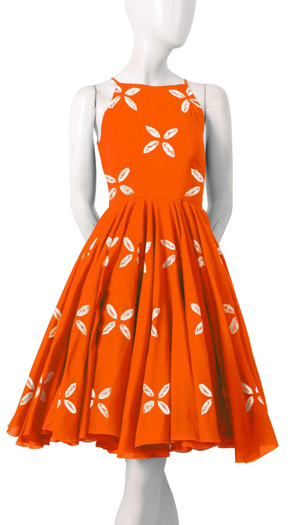 Aster Dress Boat Neck Sleeveless Cotton Musola (Cross Lips)