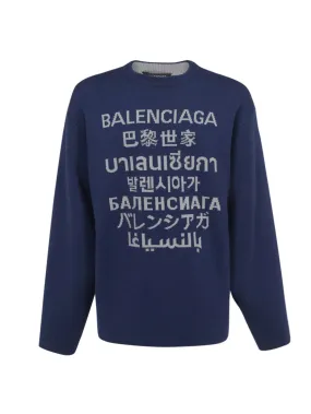 Balenciaga Languages Intarsia Crewneck Jumper