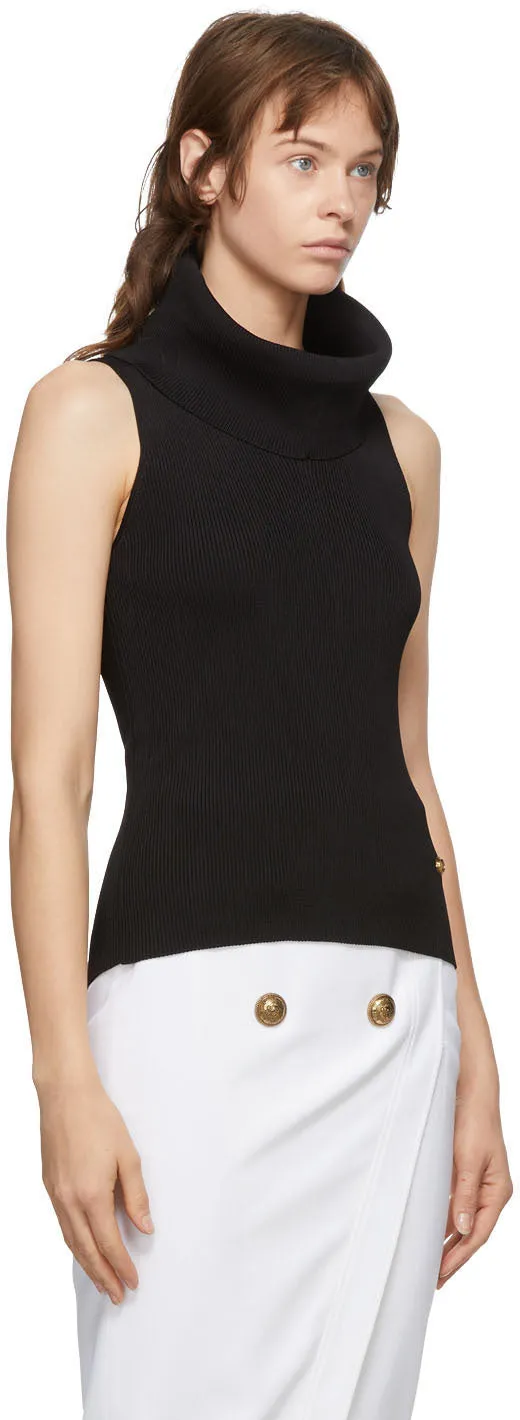 Balmain Black Knit Turtleneck