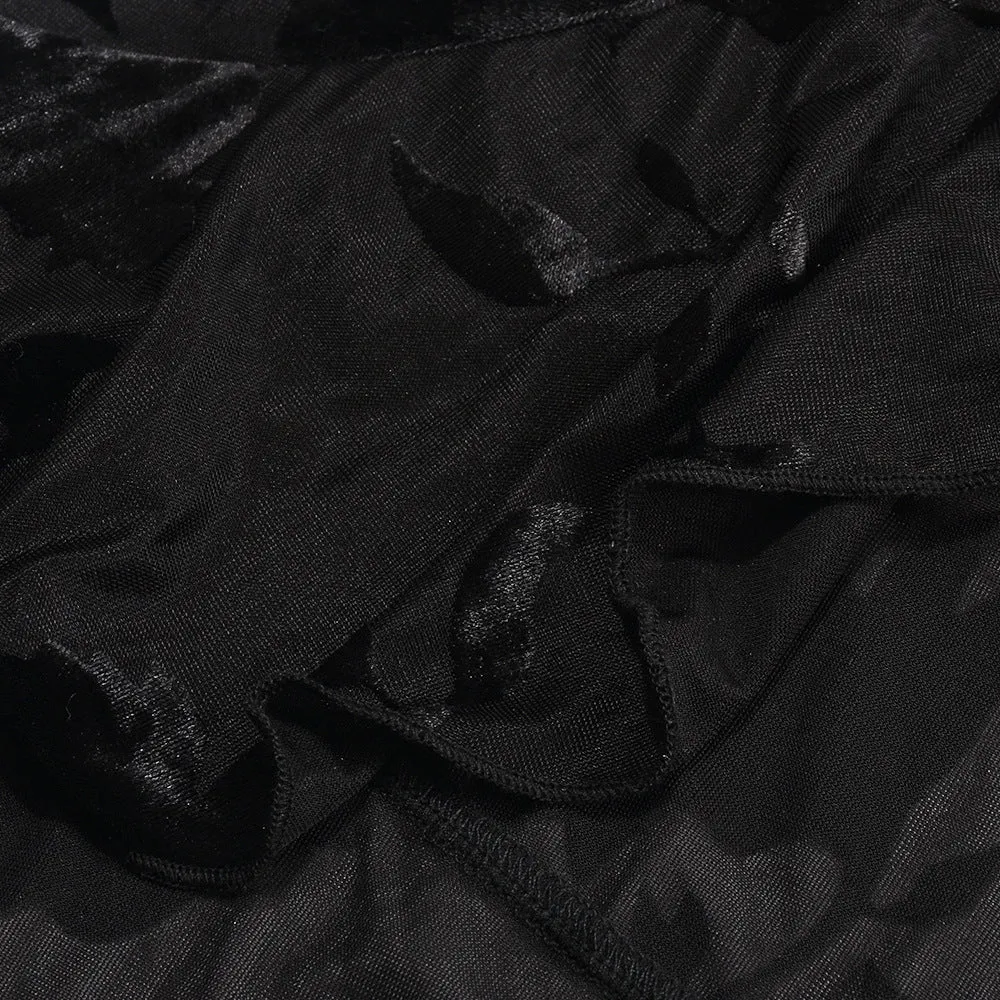 Black Cutout Halter Ruched Split Party Dress