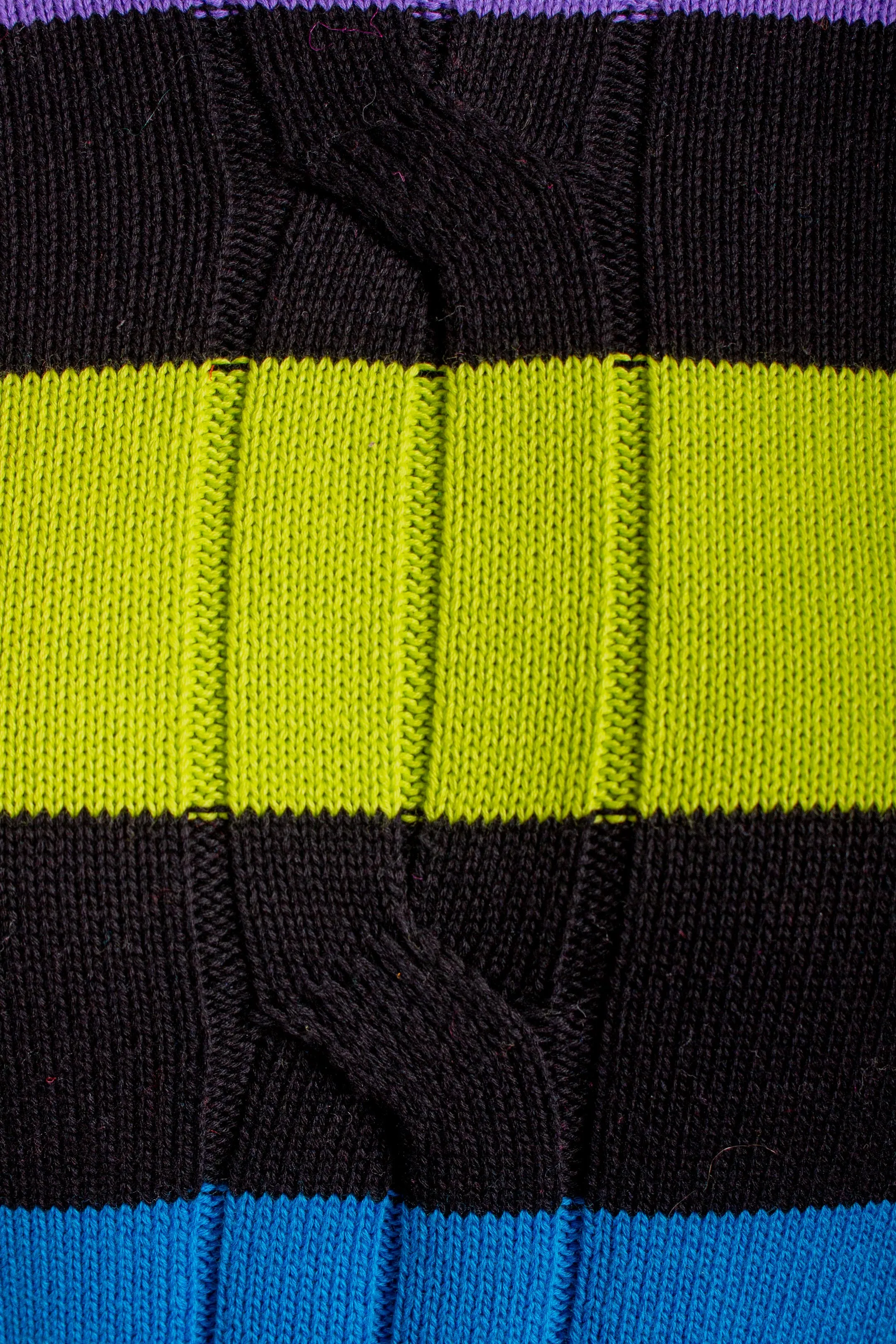 Black Multicolor Stripe Turtleneck Sweater