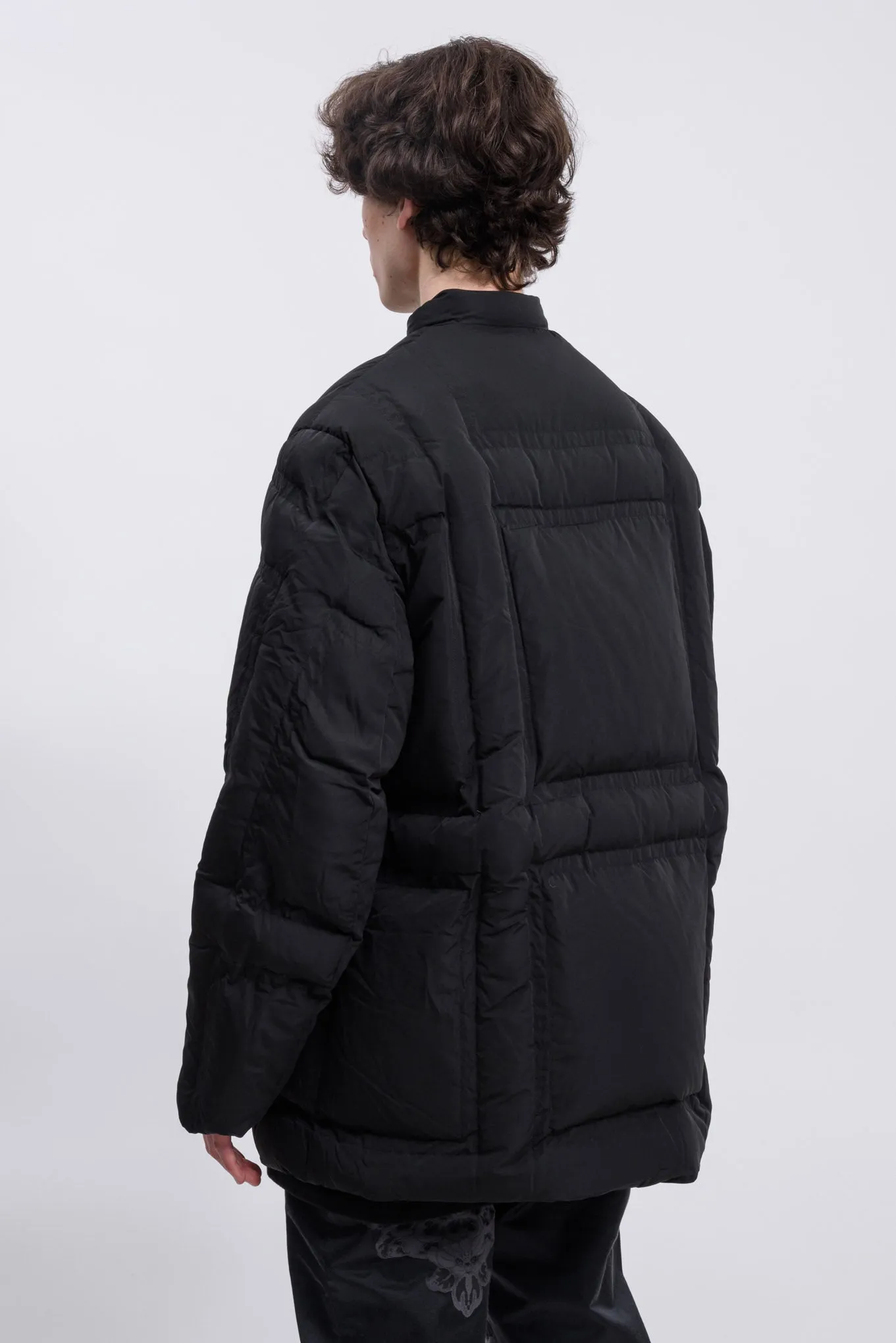 Black Panel Puffer Tang Coat