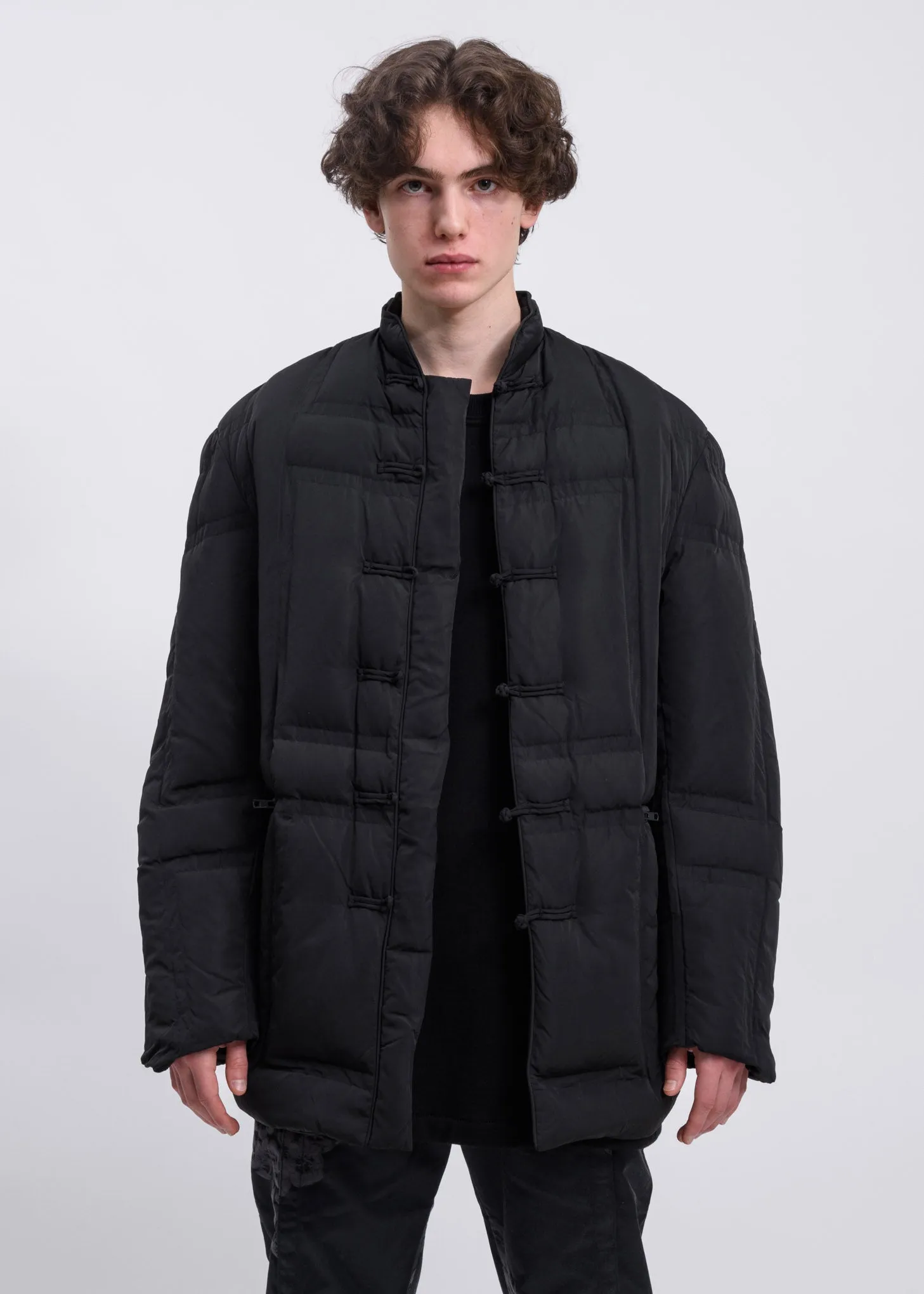 Black Panel Puffer Tang Coat