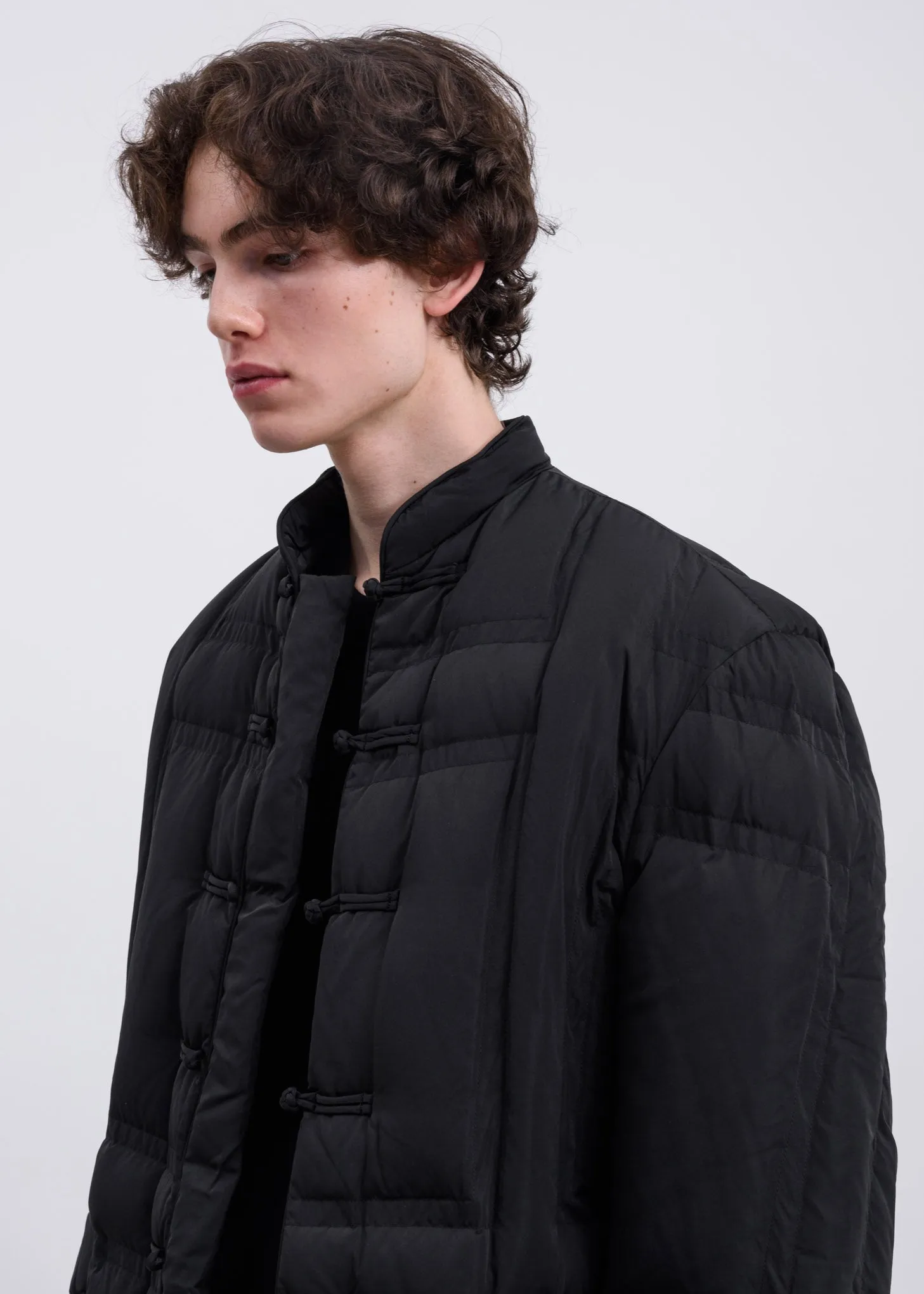 Black Panel Puffer Tang Coat