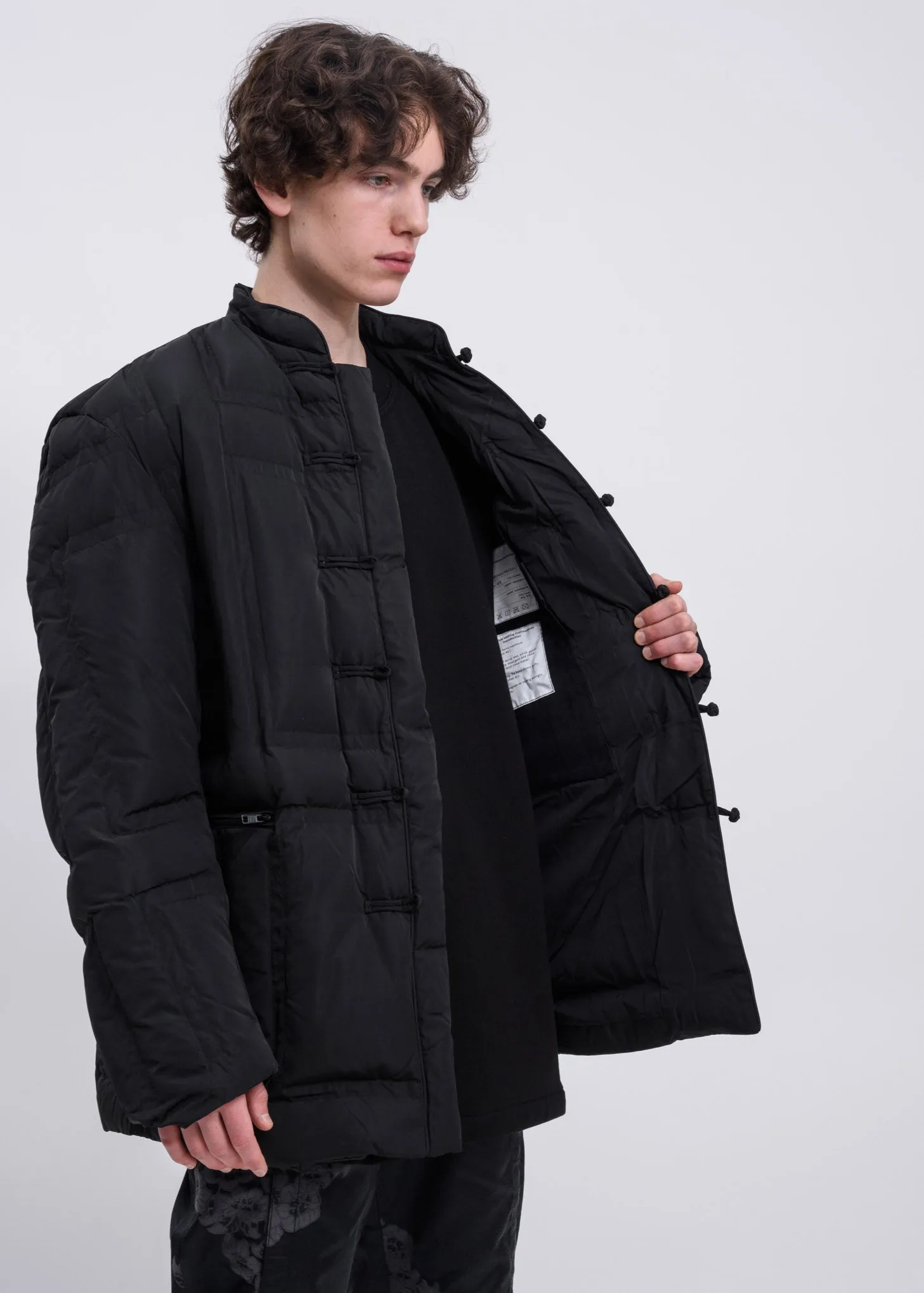 Black Panel Puffer Tang Coat