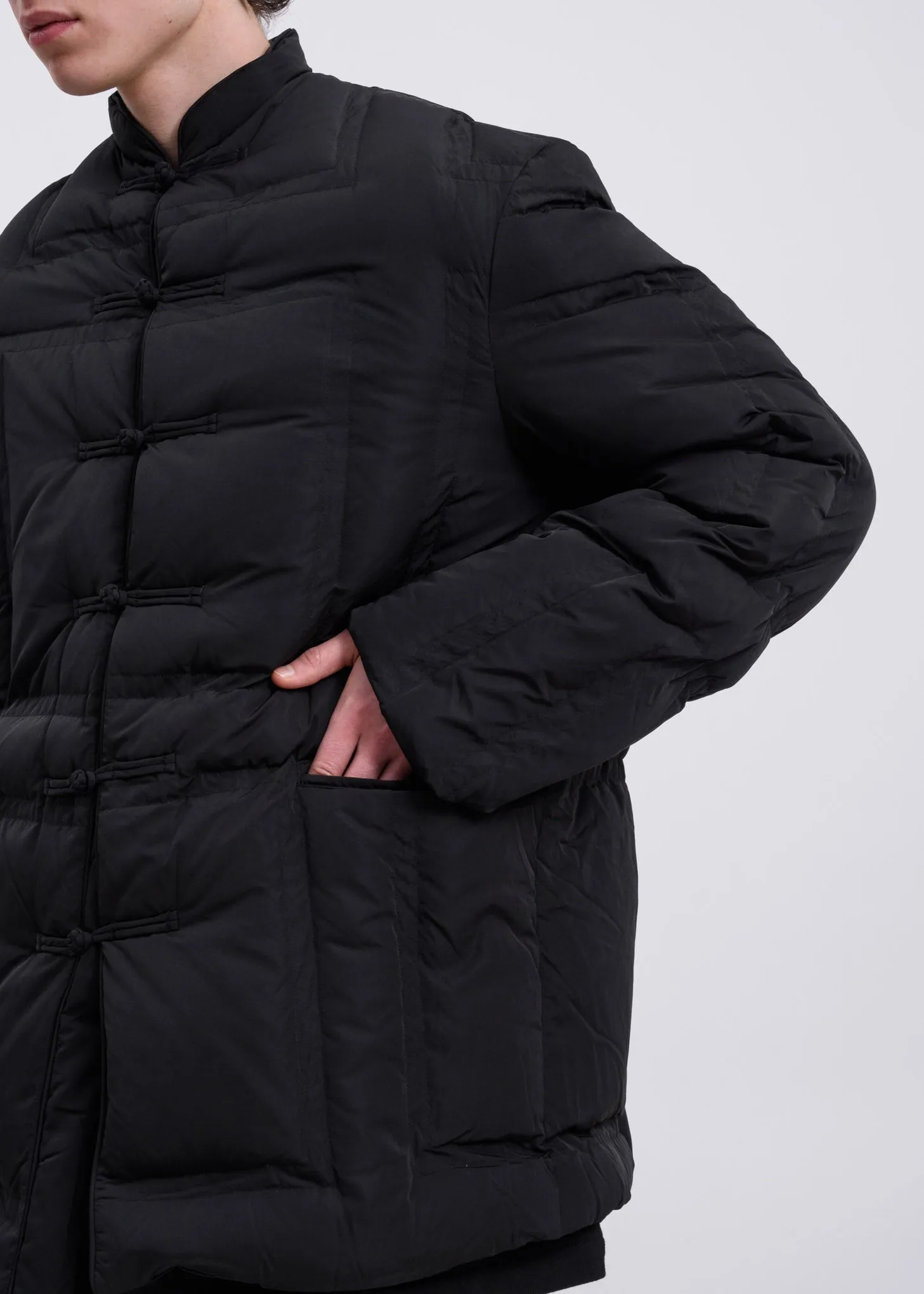 Black Panel Puffer Tang Coat