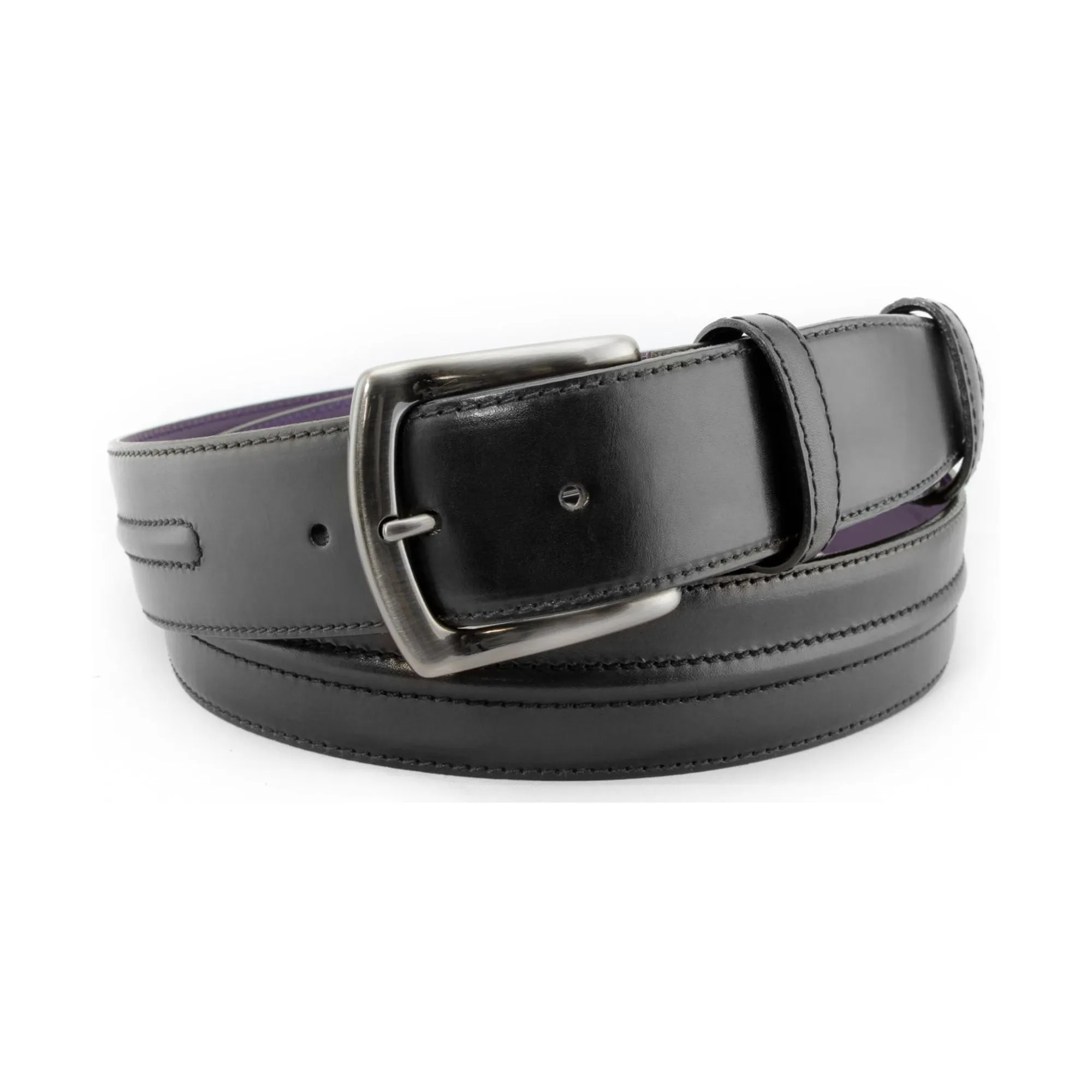 Black ridge detail belt with satin gunmetal buckle