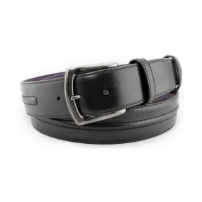 Black ridge detail belt with satin gunmetal buckle