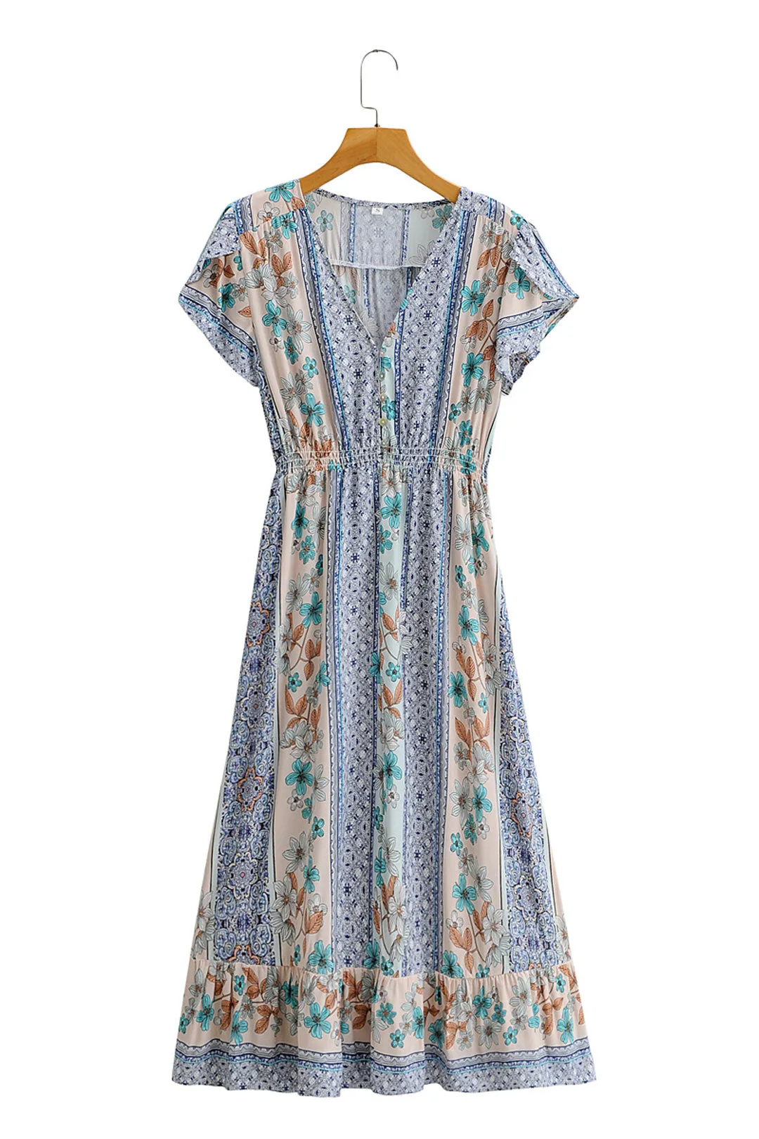 Boho Midi Dress, Sundress, Blue Admiral