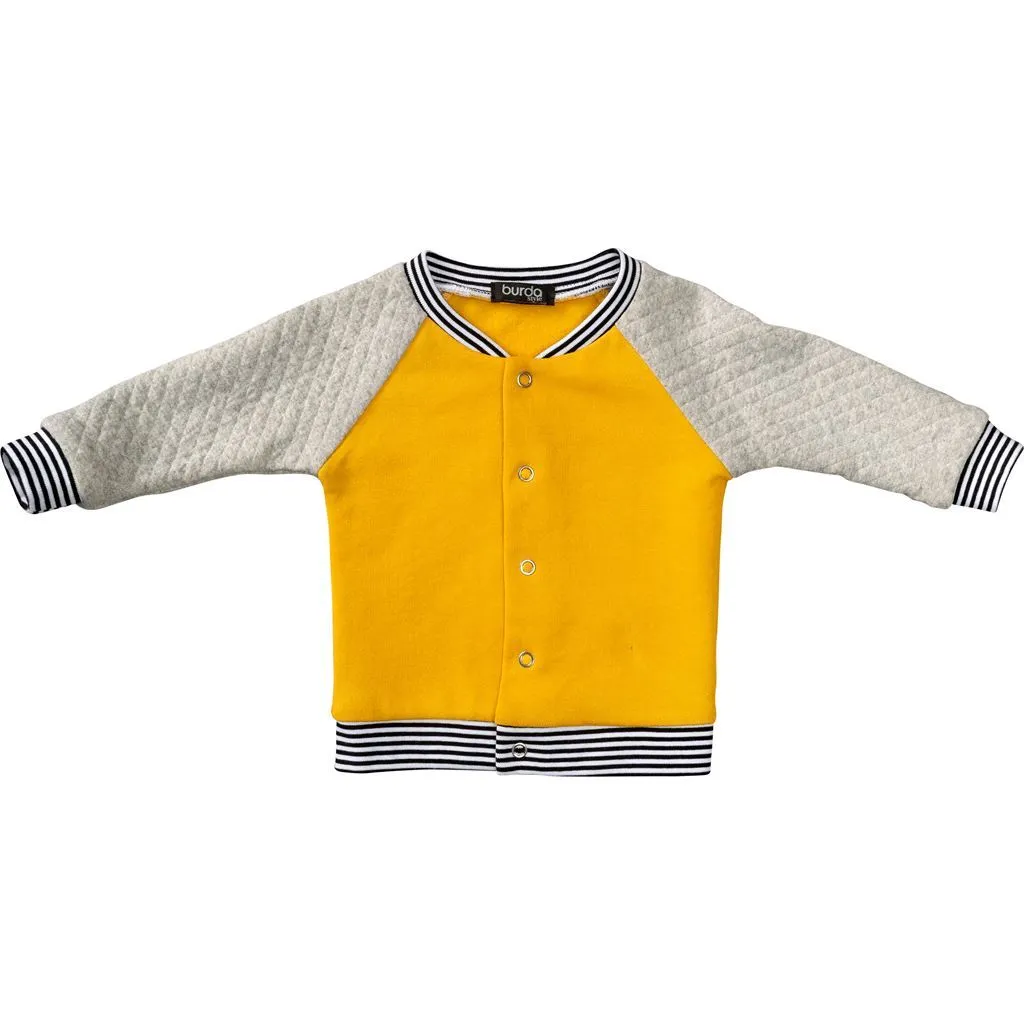 Burda Style Pattern 9297 Babies' Sweatjacket - Raglan Sleeve Jacket with Stand Collar - Pull-on Trousers / Pants