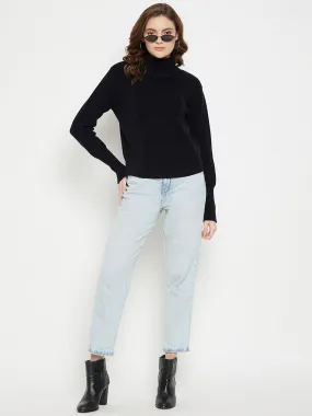 Camla Barcelona Cable Knit Black Turtleneck Sweater