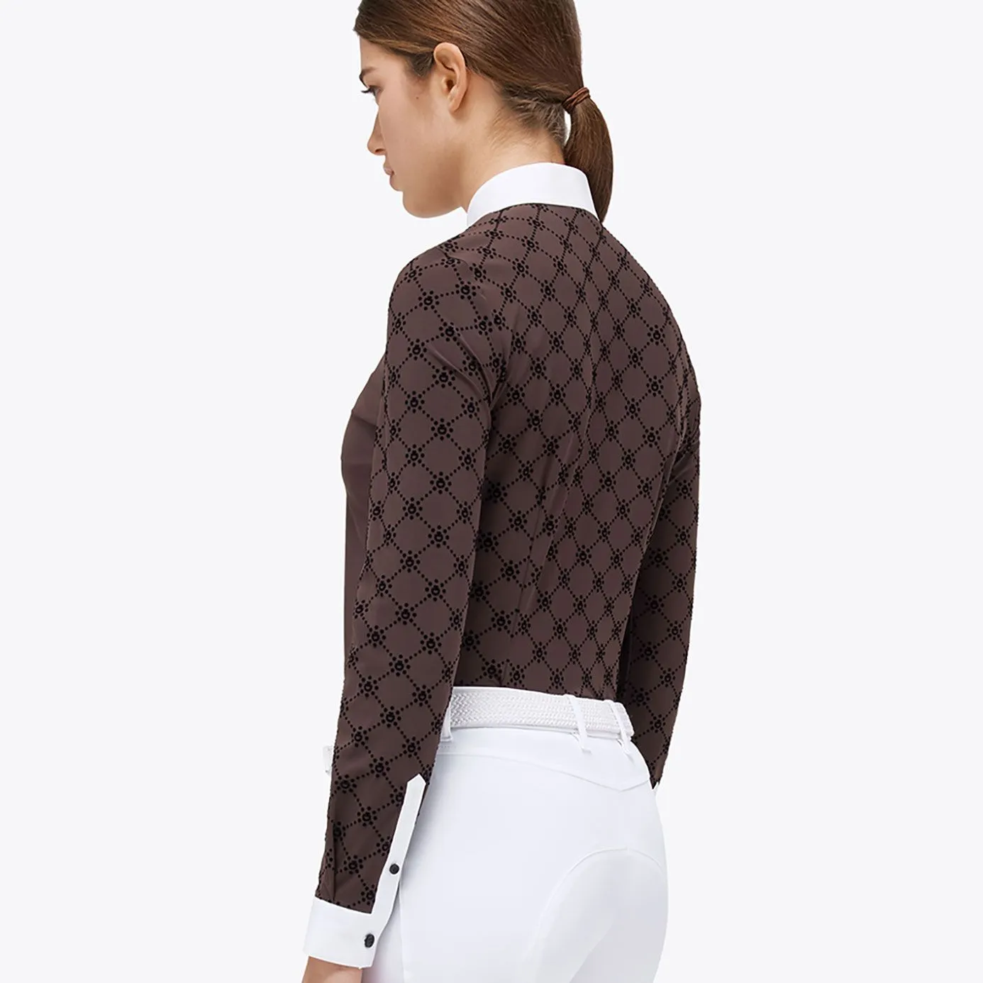 Cavalleria Toscana Orbit Flock Long Sleeve Show Shirt - Dark Chocolate