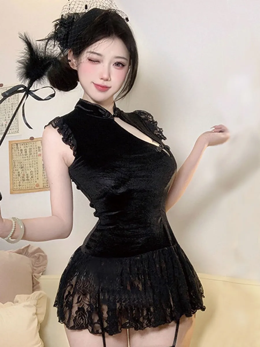 Chinese Style Lace Babydoll Dress