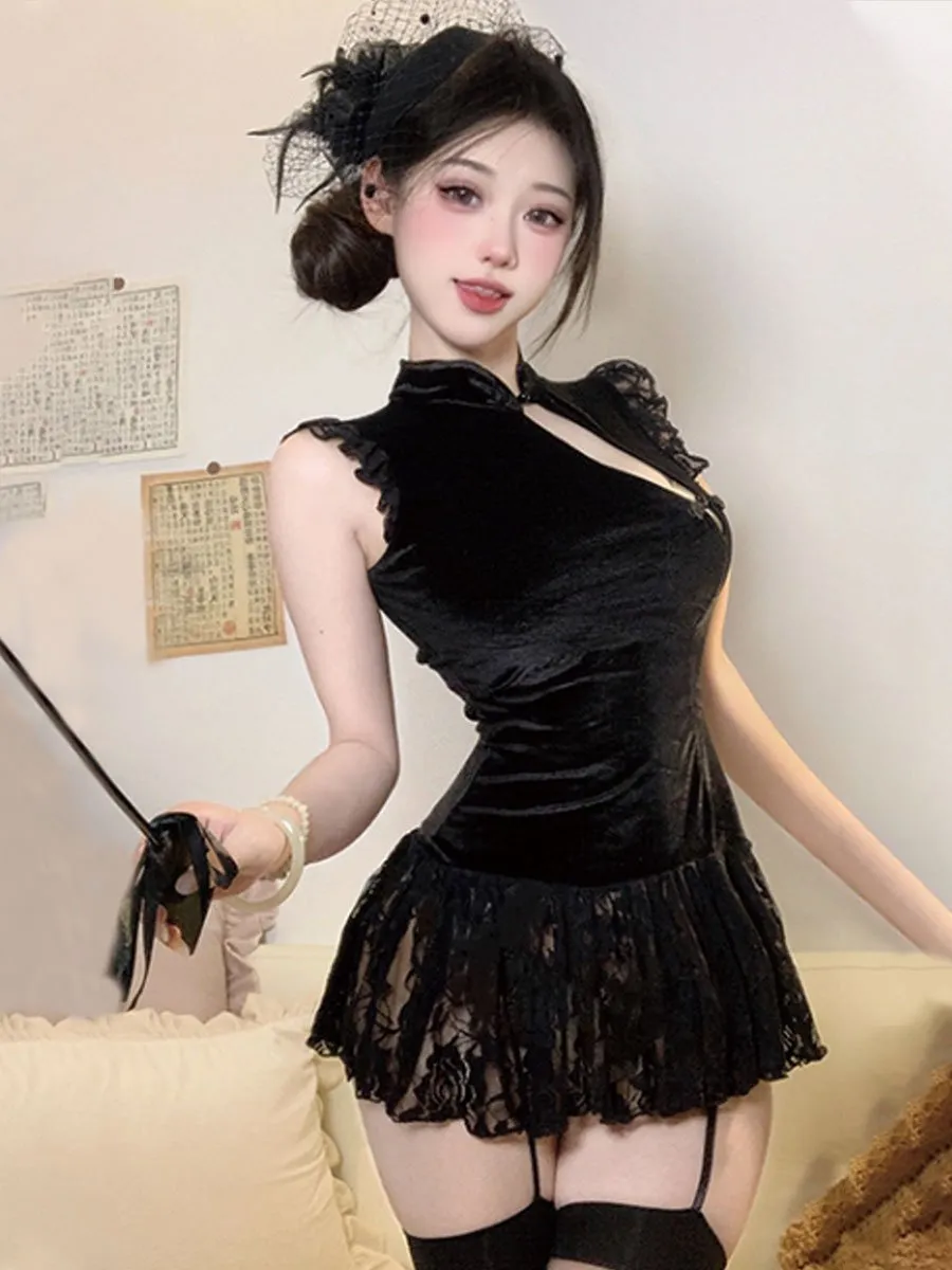 Chinese Style Lace Babydoll Dress
