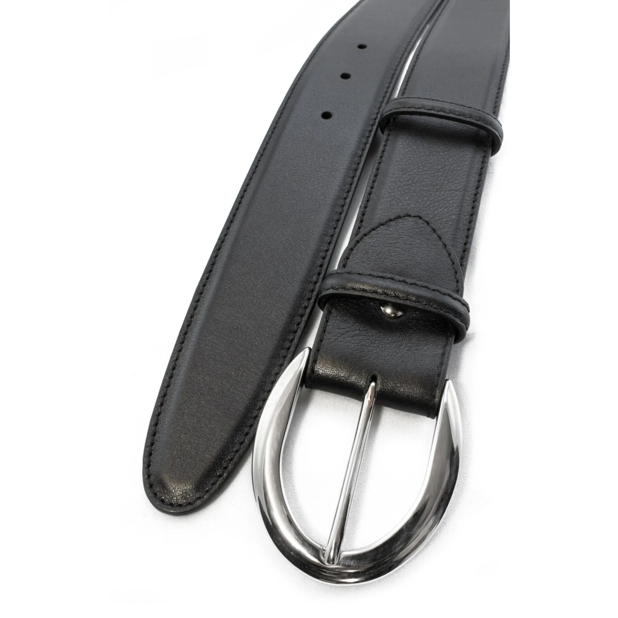 Classic Black box calf oval prong belt