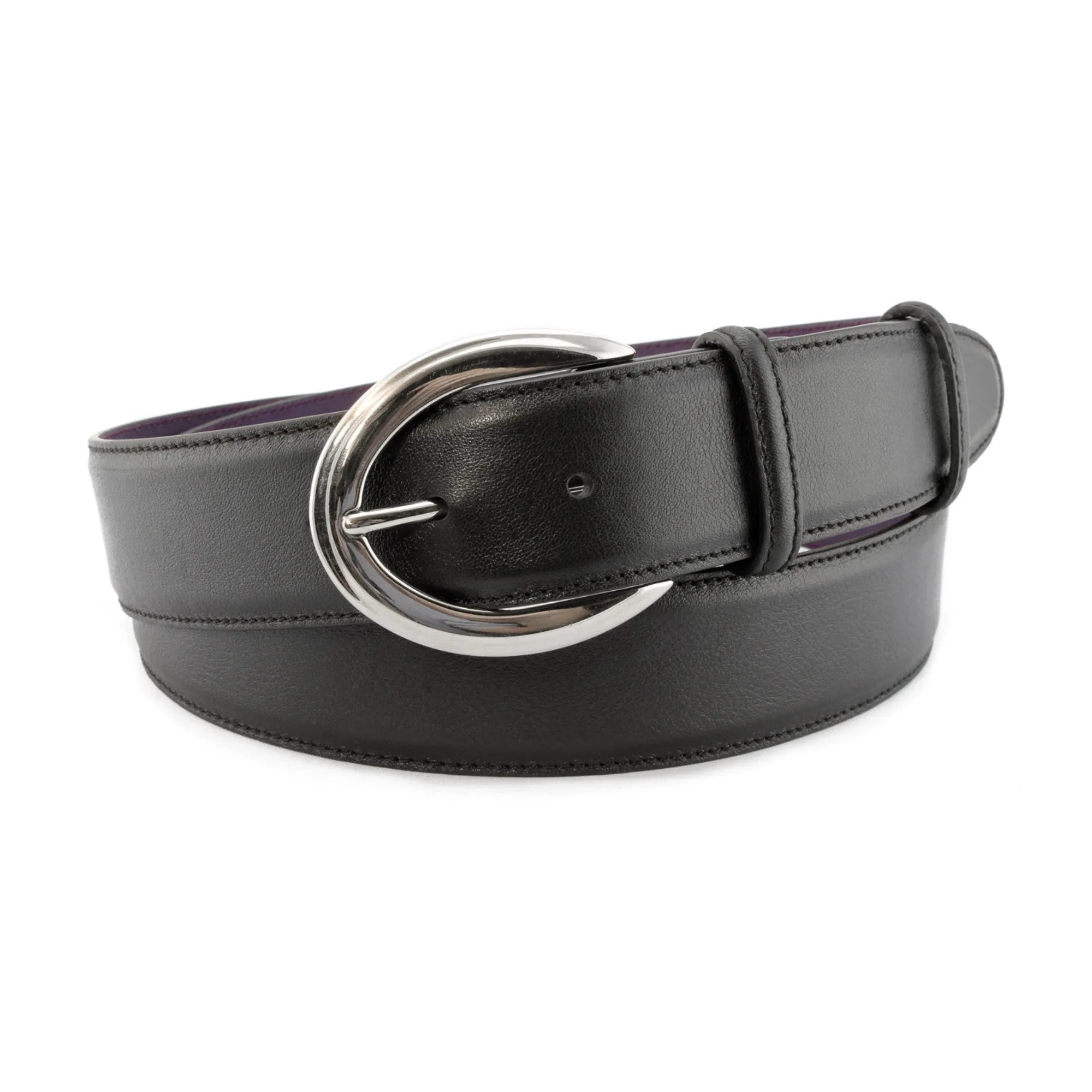 Classic Black box calf oval prong belt