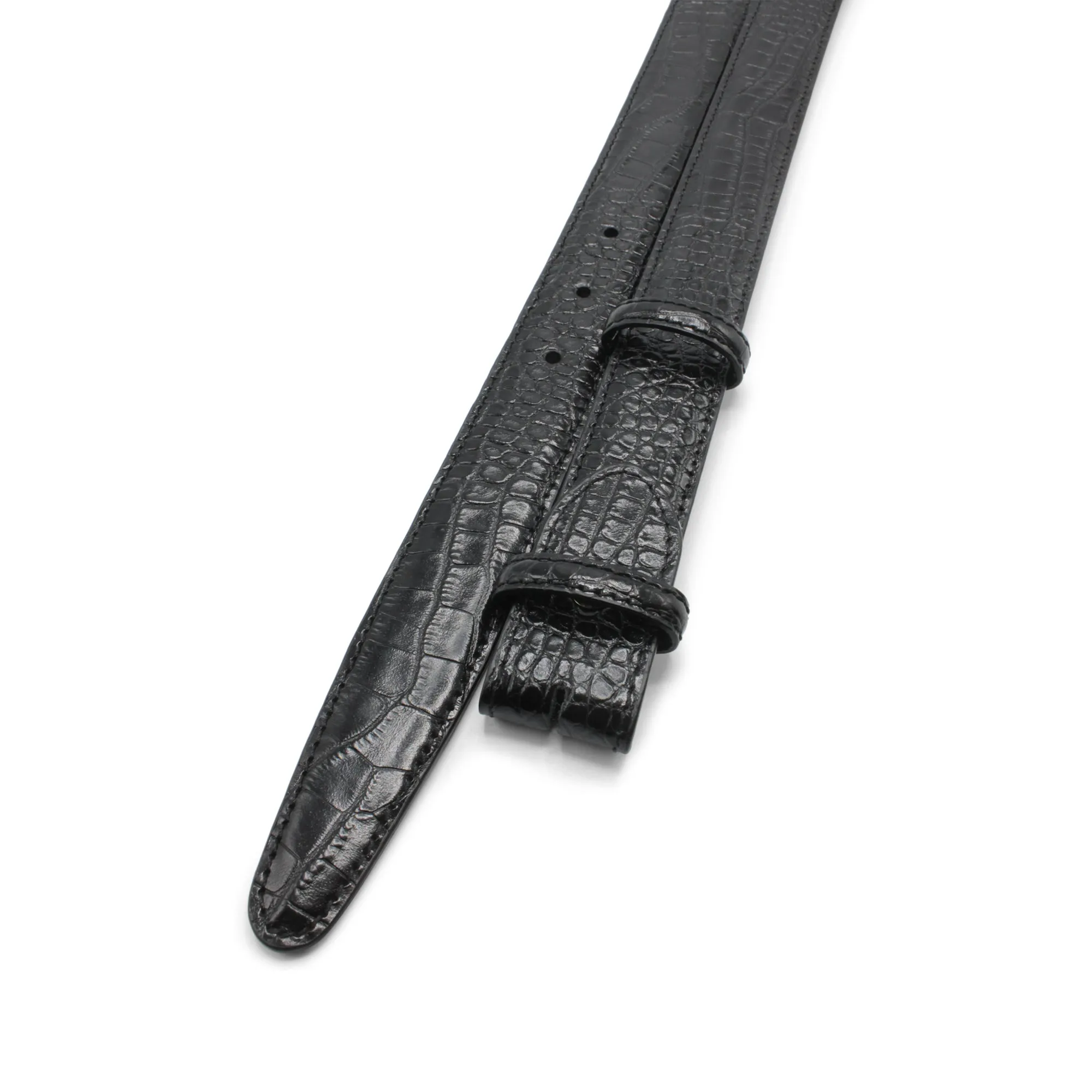 Classic Narrow Mock Crocodile Belt Strap