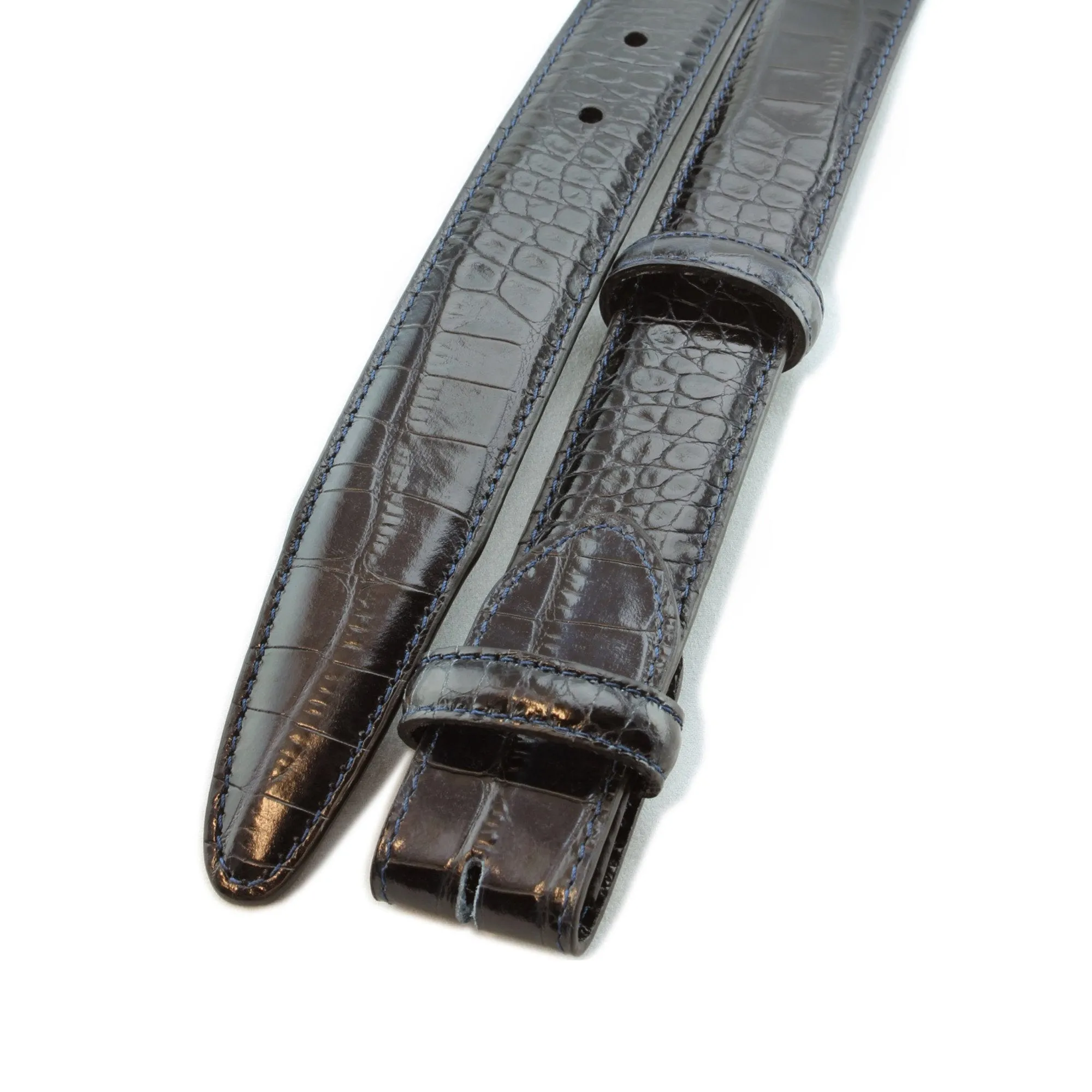 Classic Narrow Mock Crocodile Belt Strap