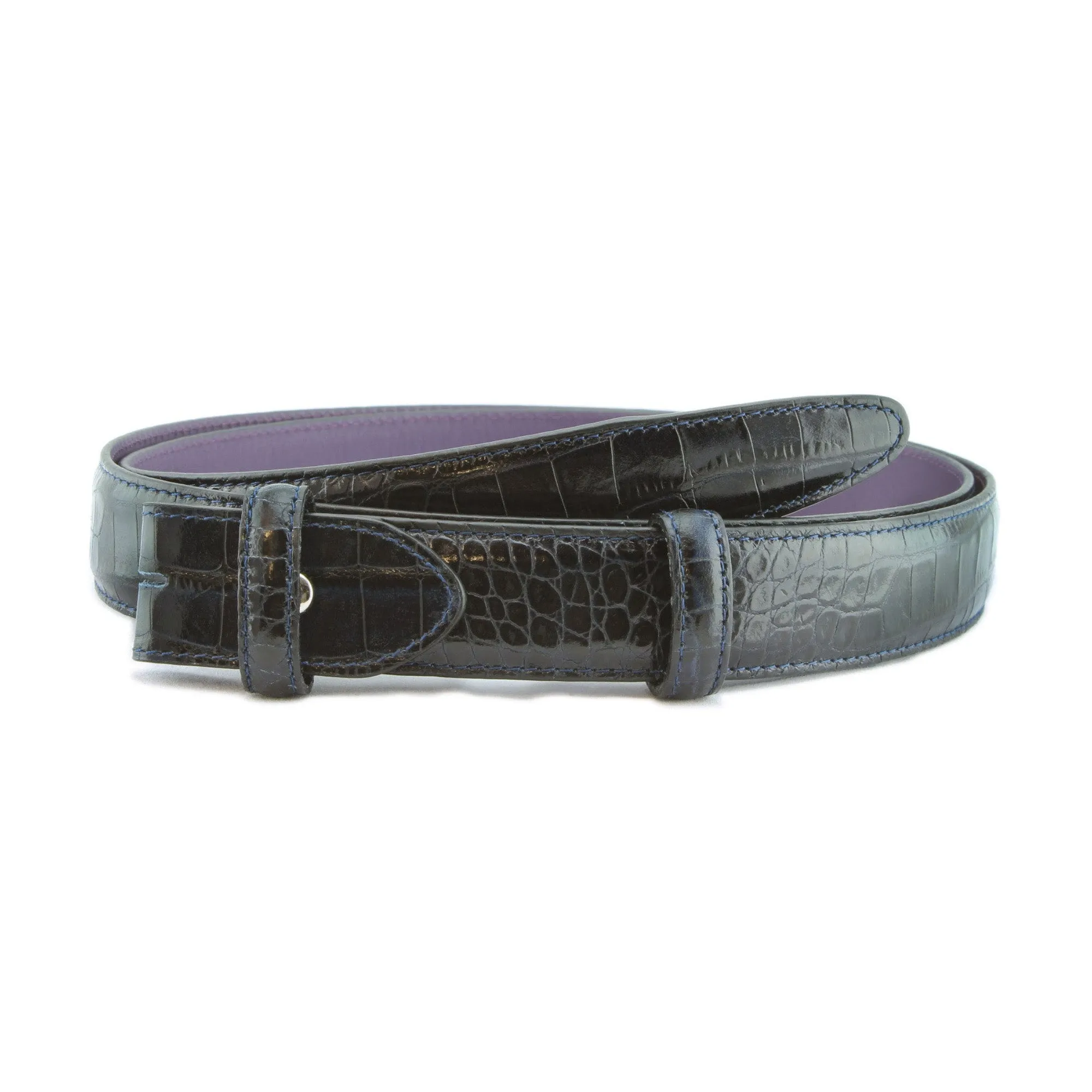 Classic Narrow Mock Crocodile Belt Strap