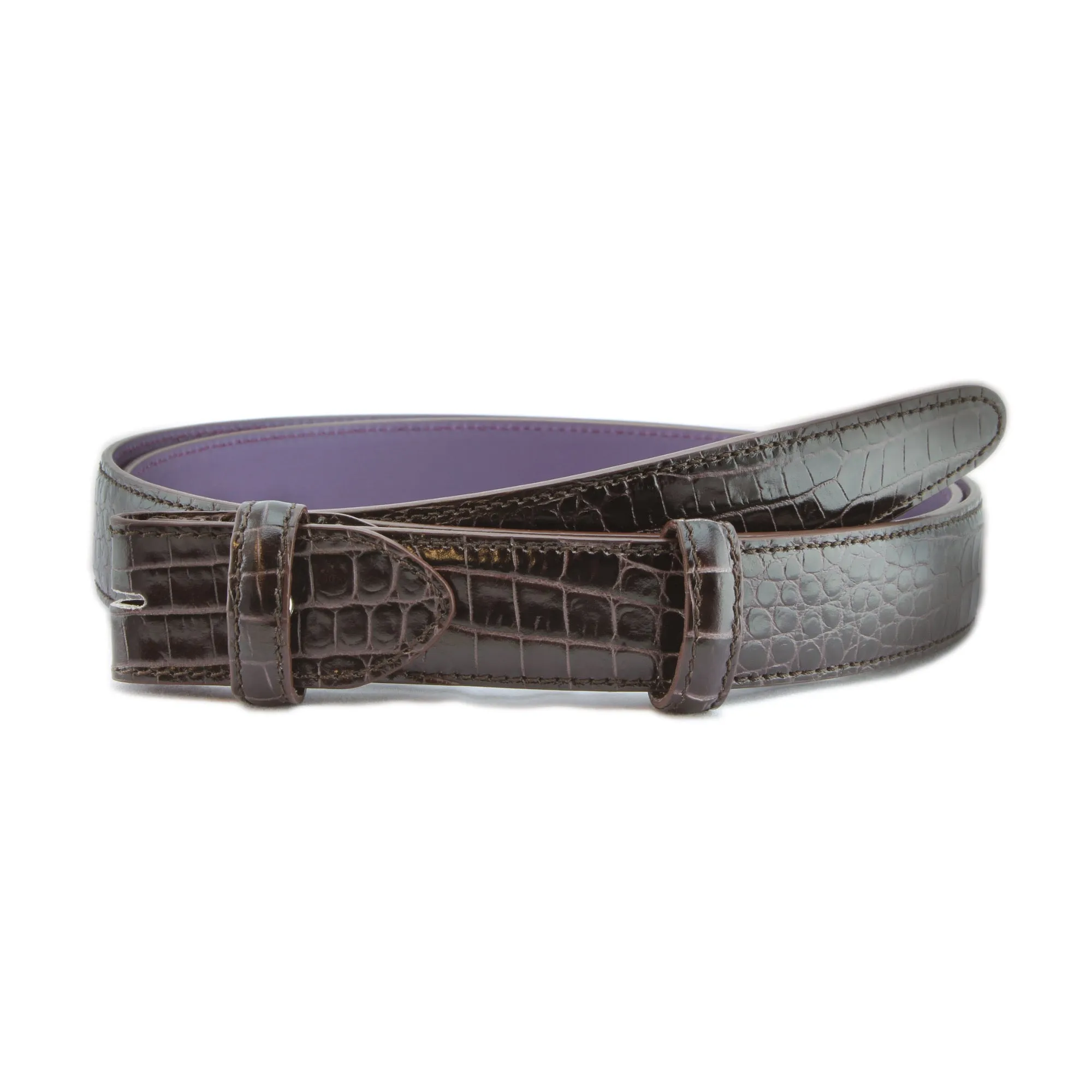 Classic Narrow Mock Crocodile Belt Strap